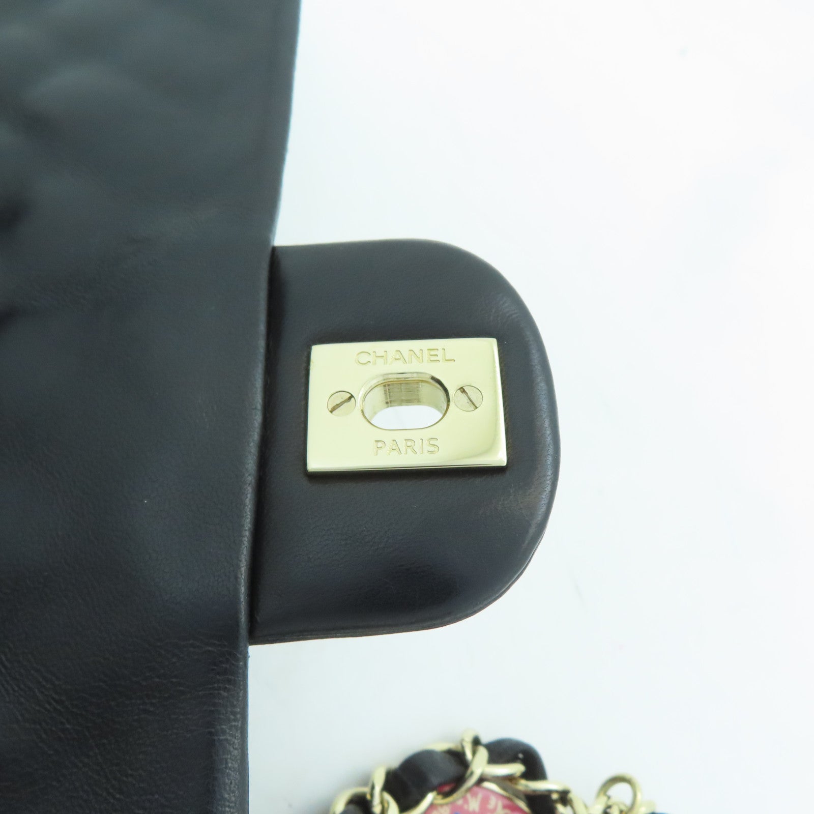 CHANEL 牛皮皮革Shoulder Bag金扣鏈帶肩背兩用袋黑色