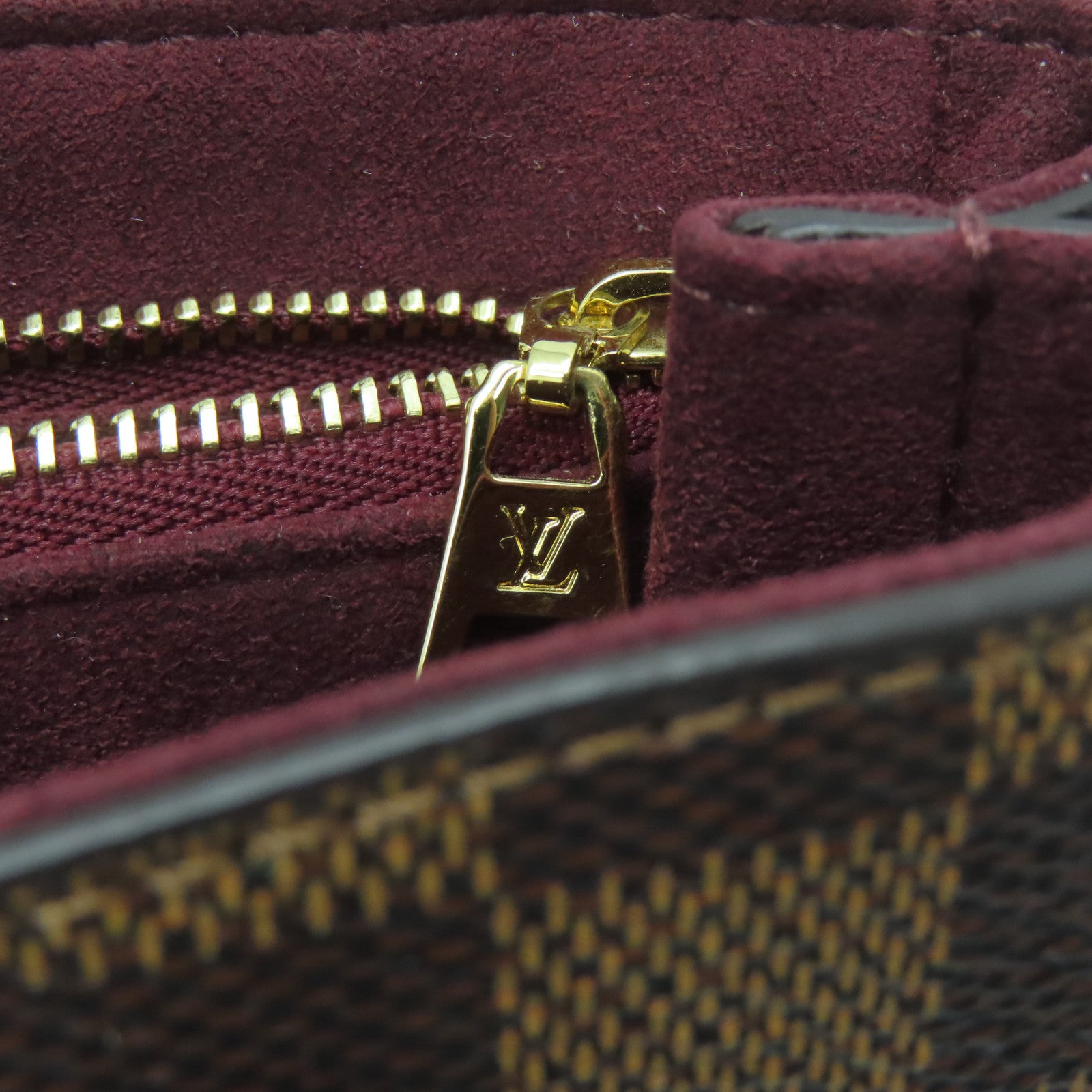 LOUIS VUITTON Damier Vavin PM金扣肩背袋啡色/紅色