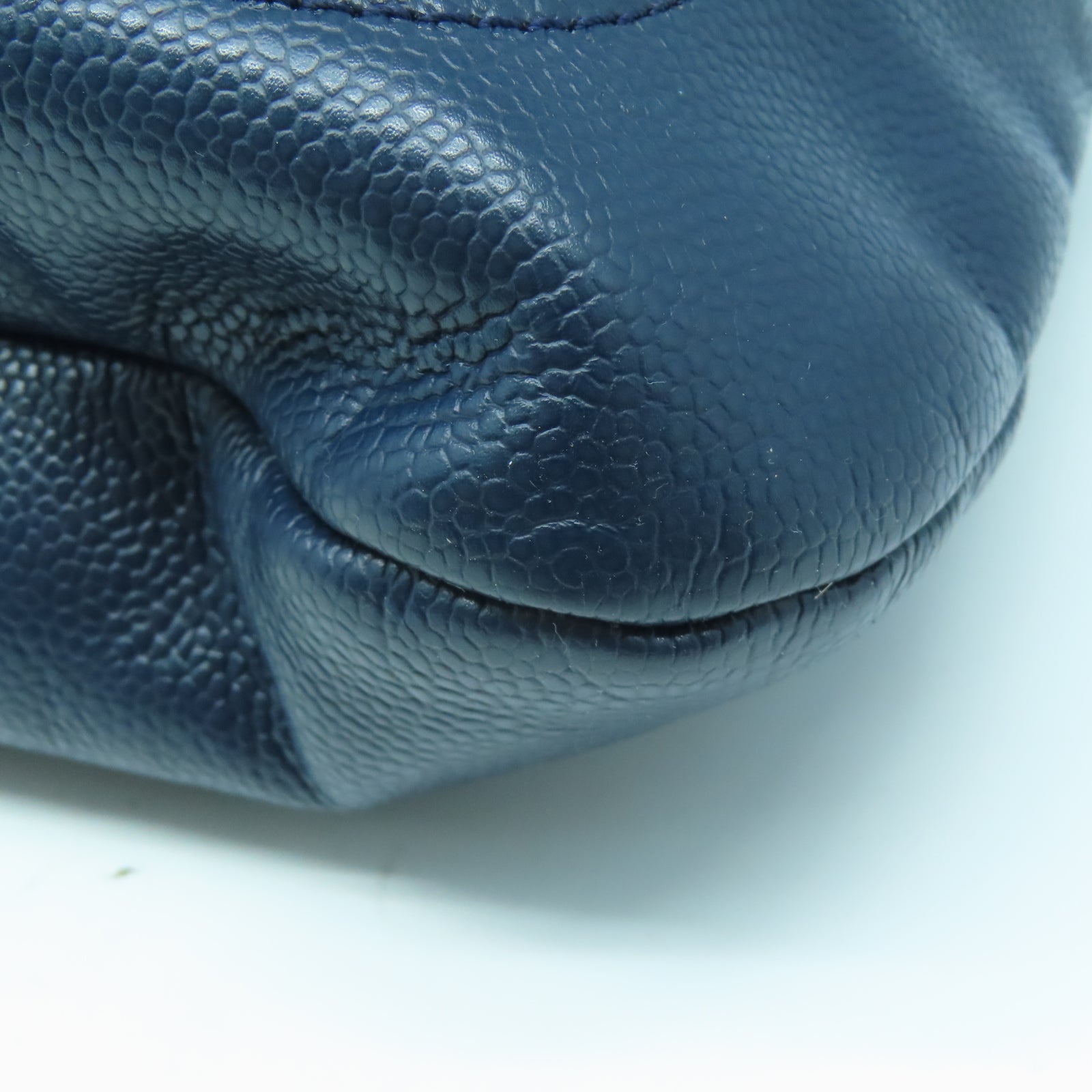 CHANEL 牛皮皮革Hand Bag銀扣手挽袋藍色