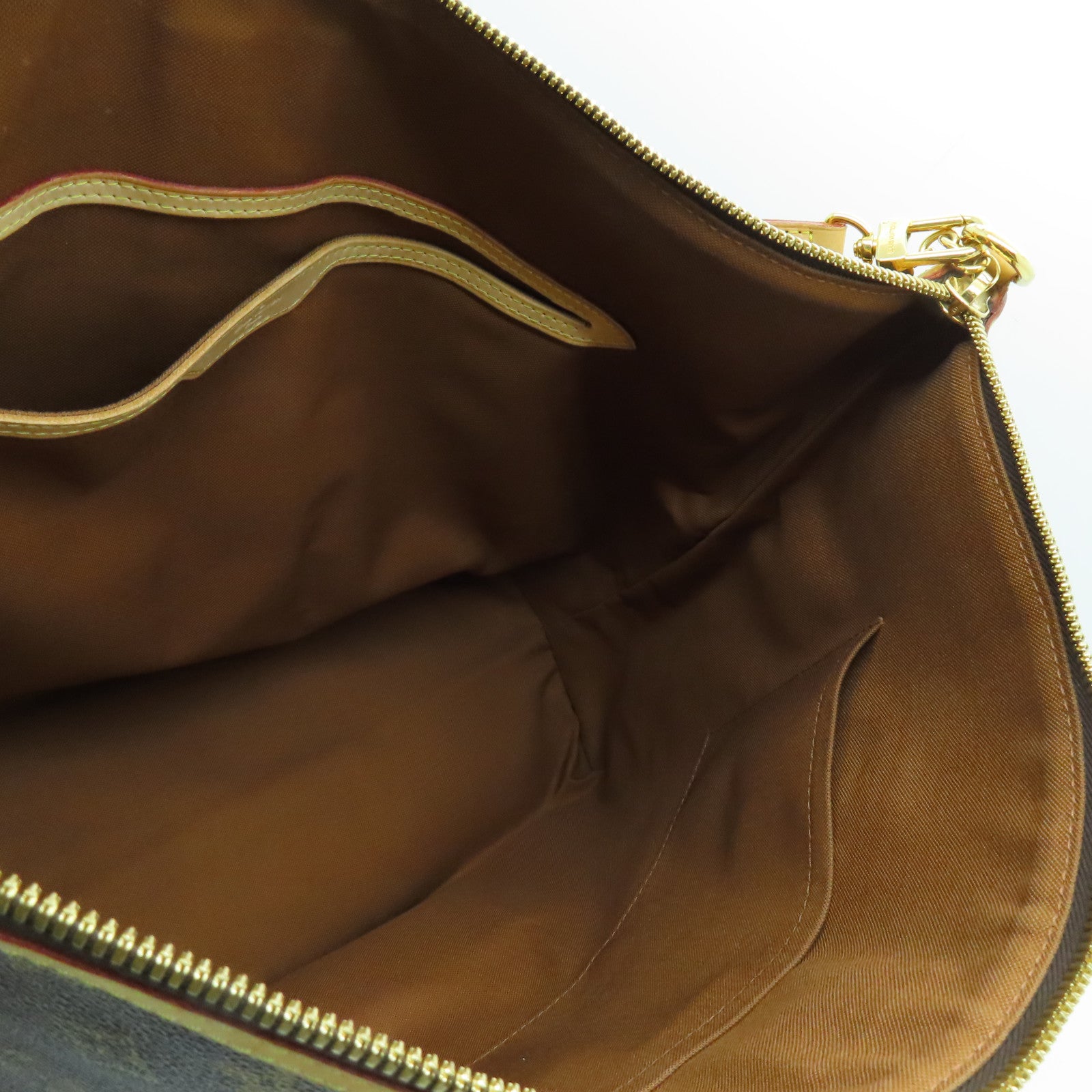 LOUIS VUITTON Monogram Palermo GM Gold Buckle Handle Shoulder Bag Brown