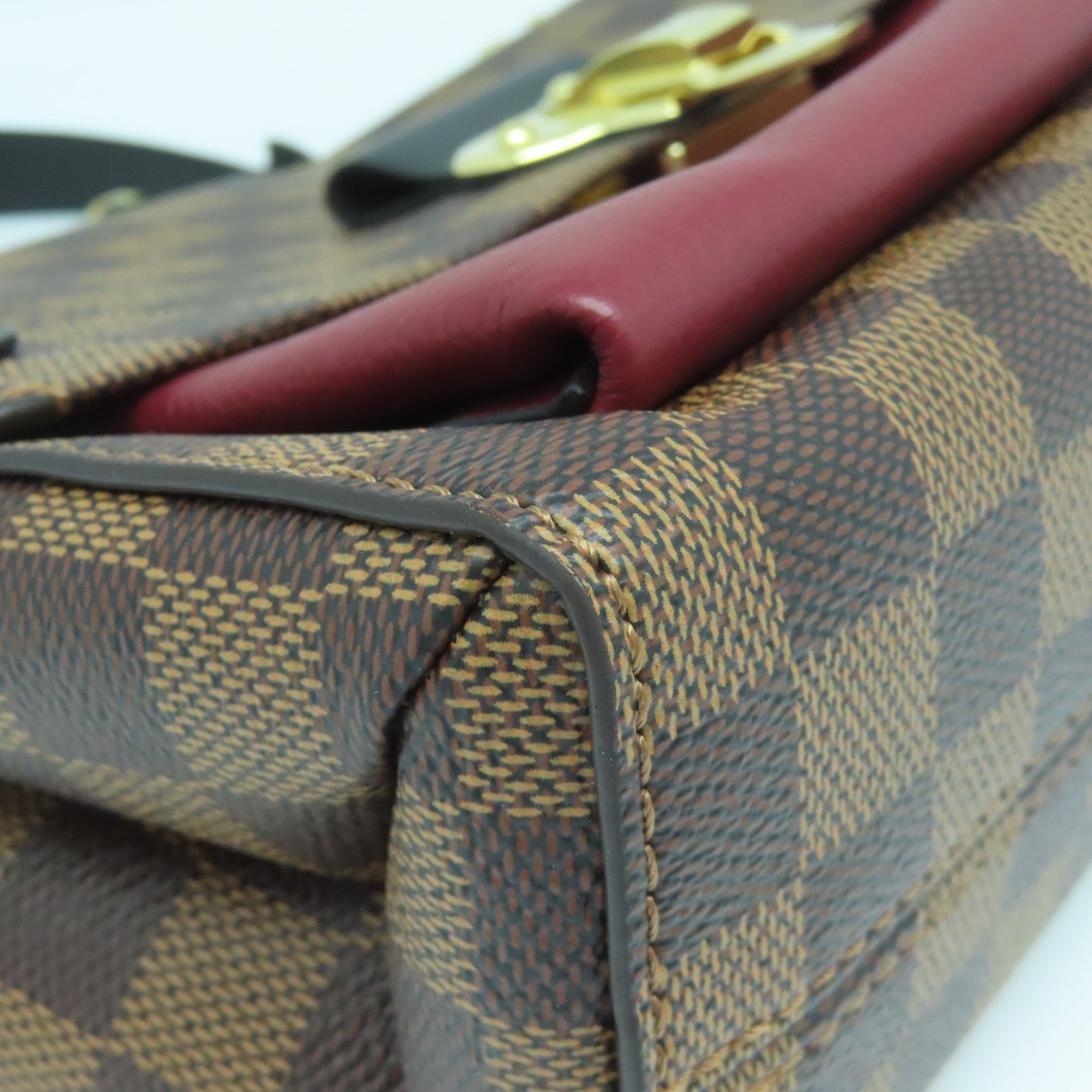 LOUIS VUITTON Damier Vavin PM金扣肩背袋啡色/紅色