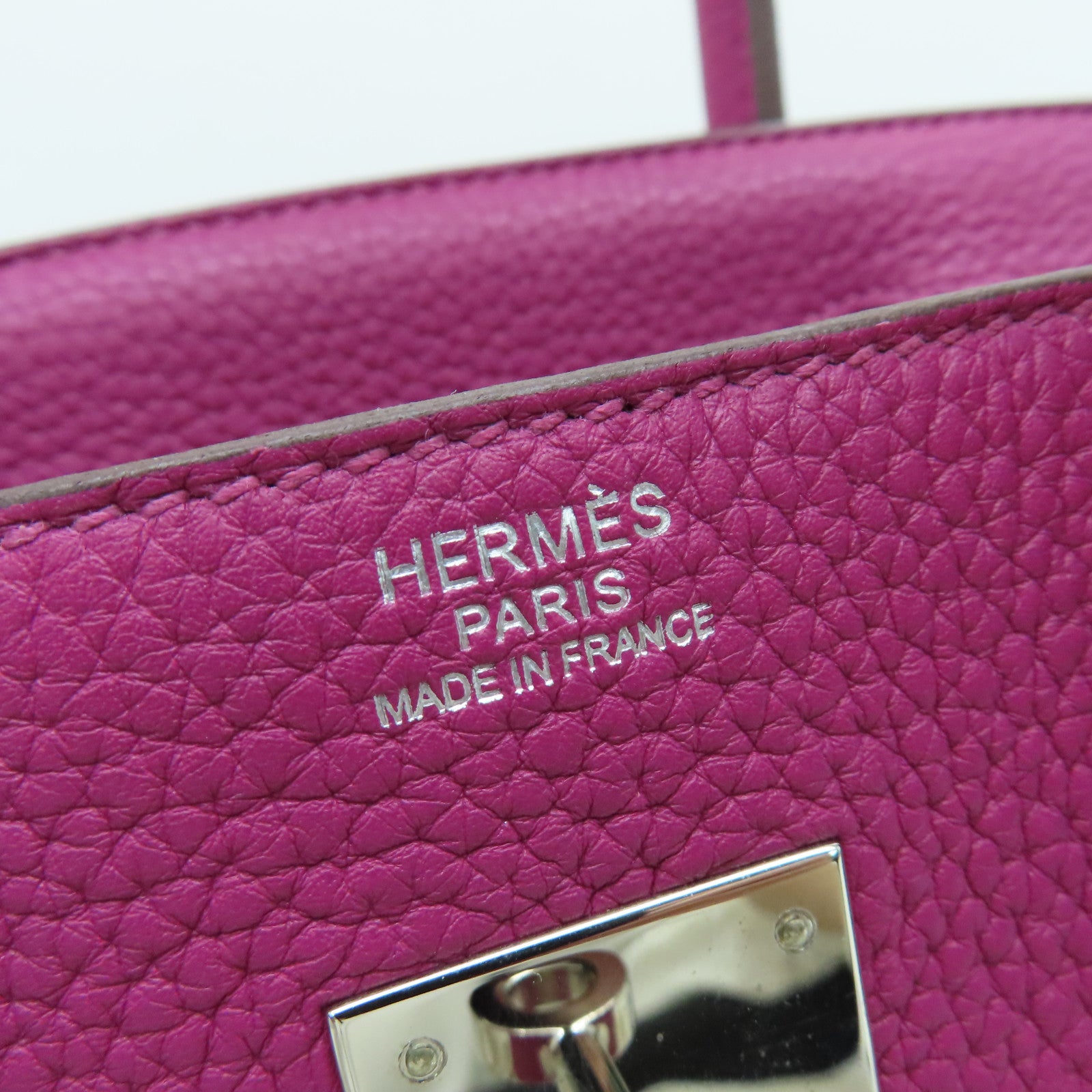 HERMES Togo皮革Birkin 30 Hand Bag銀扣手挽袋紫色