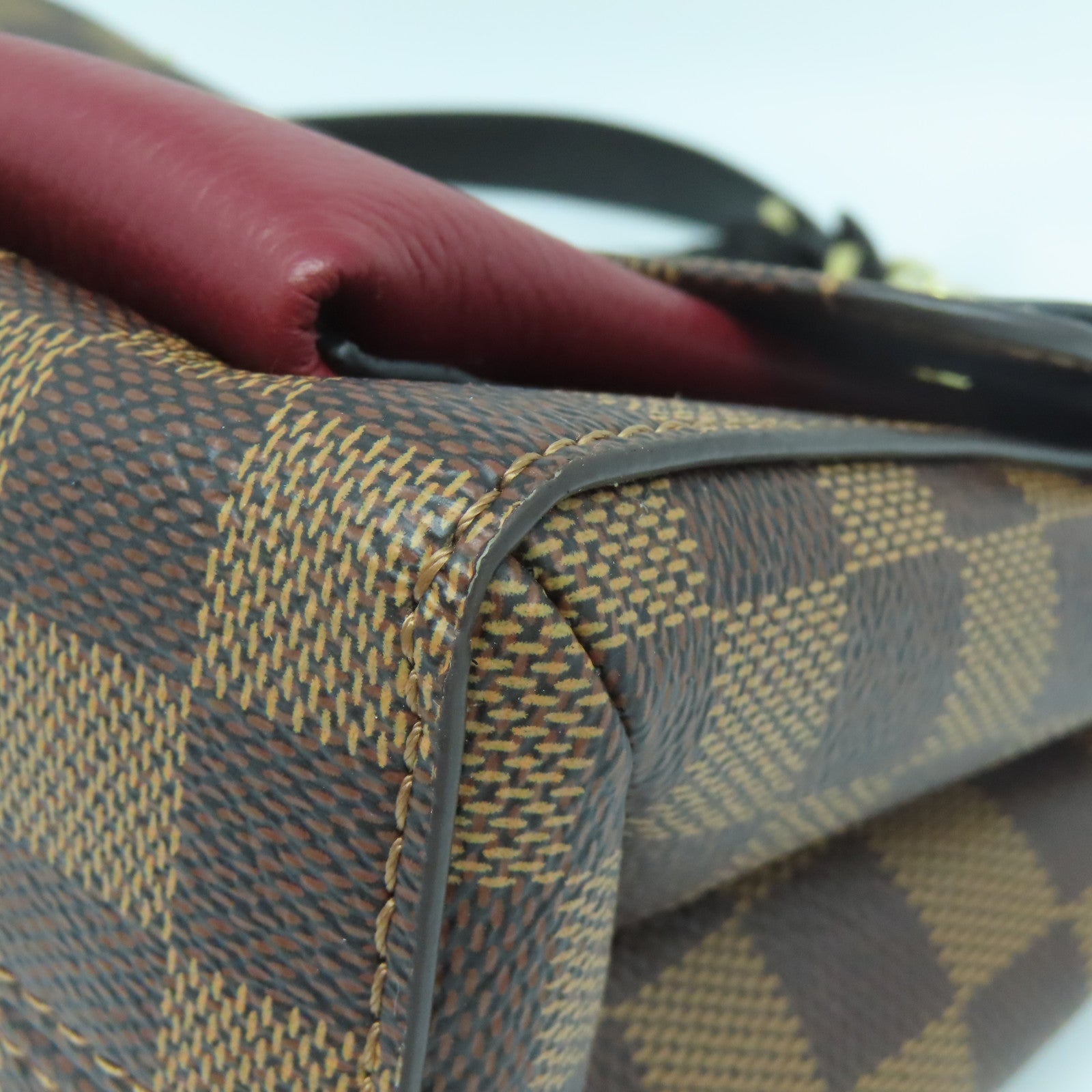LOUIS VUITTON Damier Vavin PM金扣肩背袋啡色/紅色