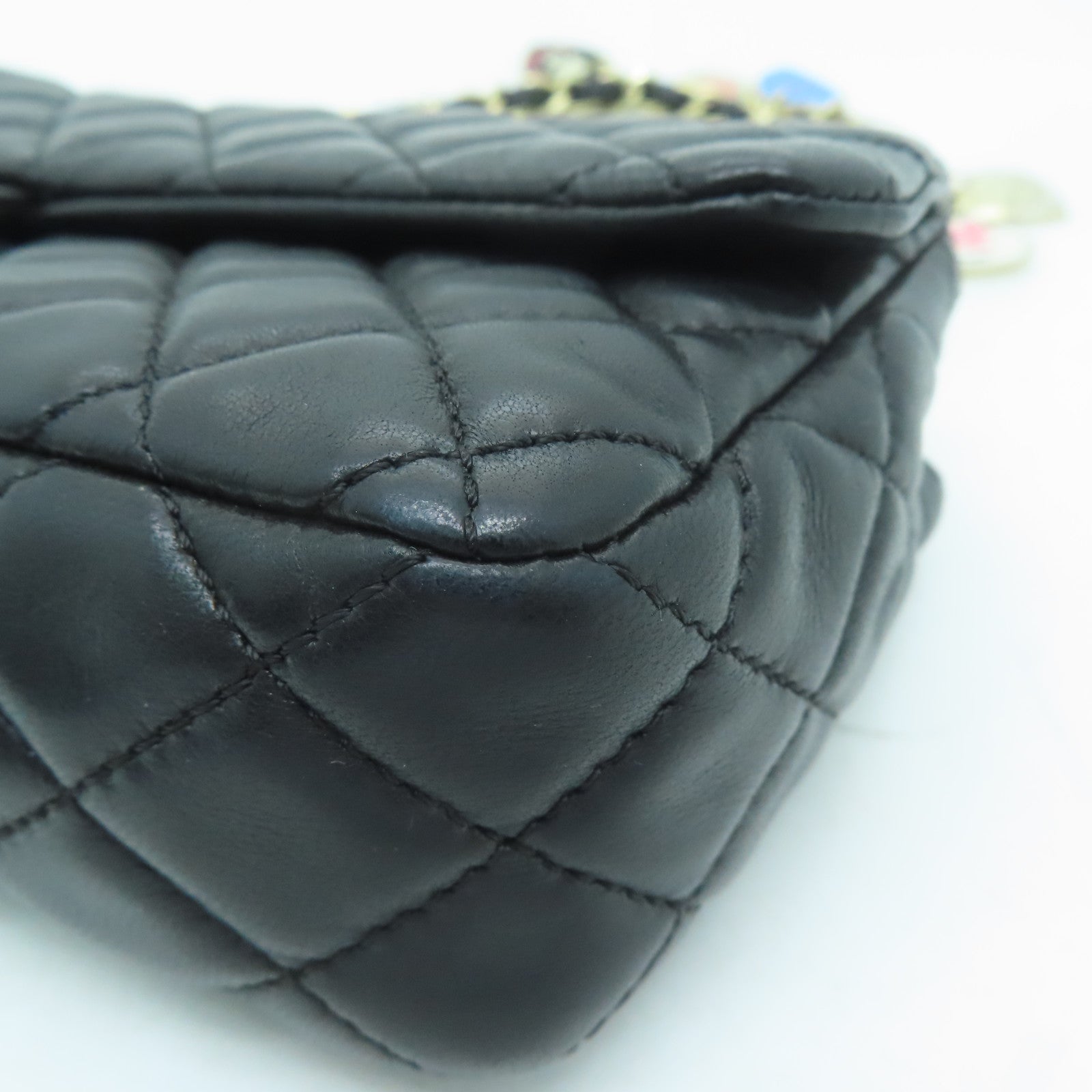 CHANEL 牛皮皮革Shoulder Bag金扣鏈帶肩背兩用袋黑色