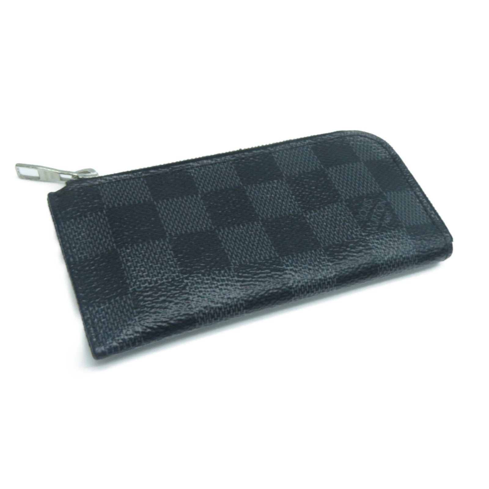 LOUIS VUITTON Damier Graphite Pochette Cles Coin Case Purse銀扣零錢包黑色