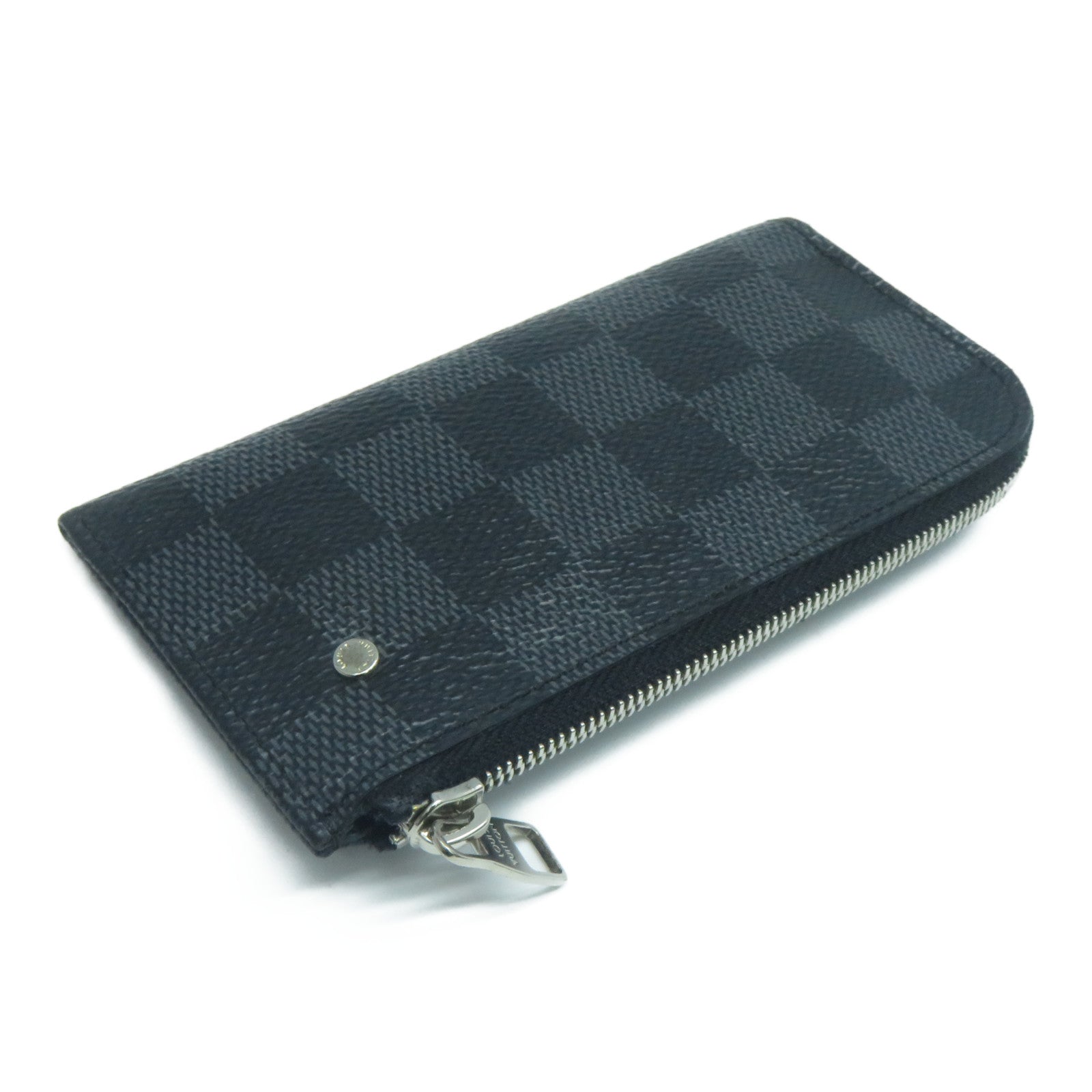 LOUIS VUITTON Damier Graphite Pochette Cles Coin Case Purse銀扣零錢包黑色