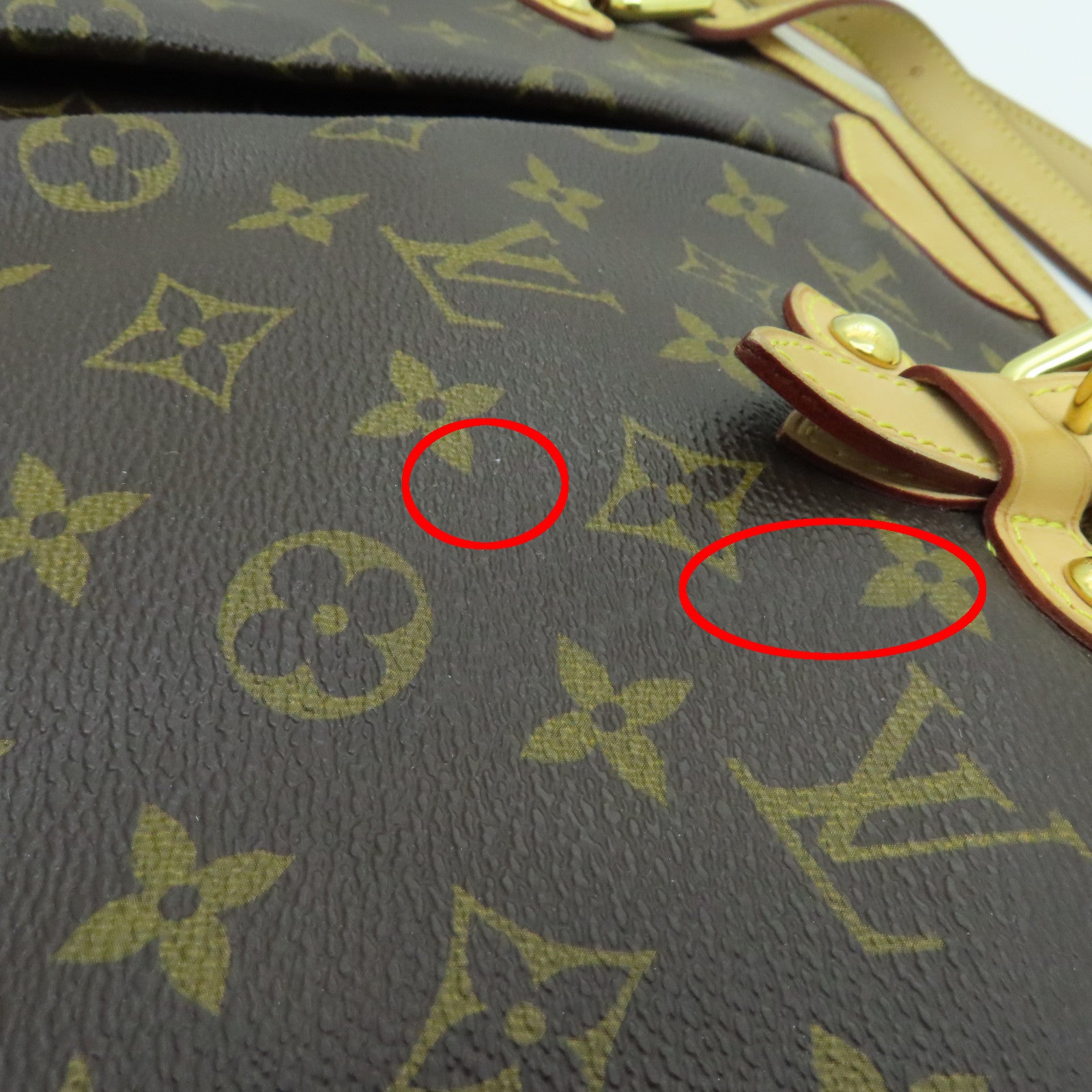LOUIS VUITTON Monogram Palermo GM Gold Buckle Handle Shoulder Bag Brown