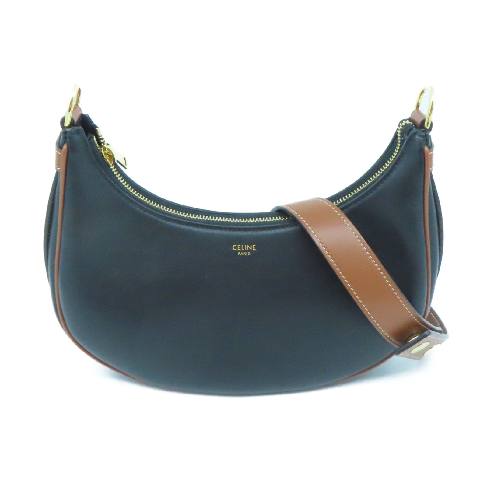 CELINE 牛皮皮革Shoulder Bag金扣肩背袋啡色