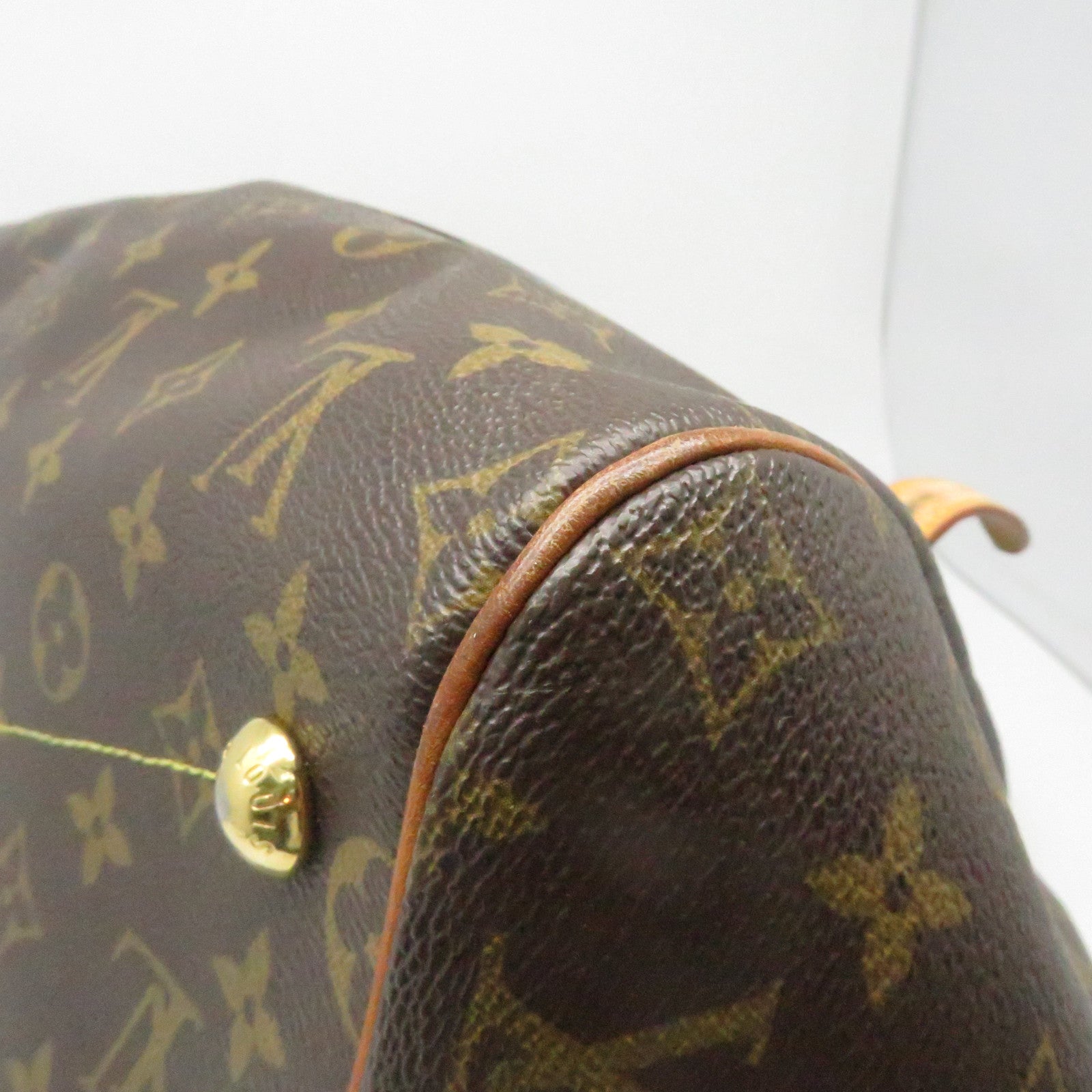 LOUIS VUITTON Monogram Tivoli GM Gold Buckle Handle Bag Brown