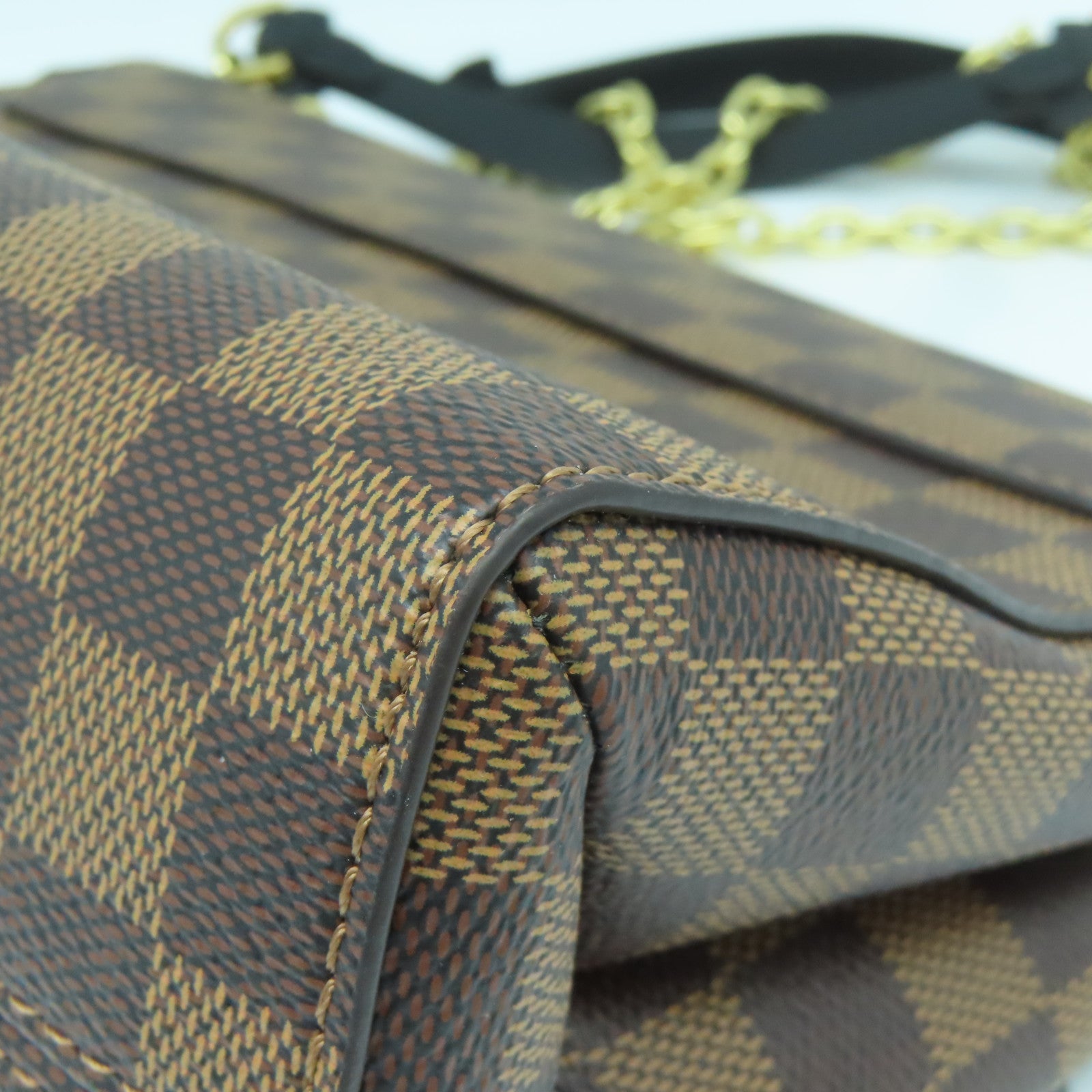 LOUIS VUITTON Damier Vavin PM金扣肩背袋啡色/紅色