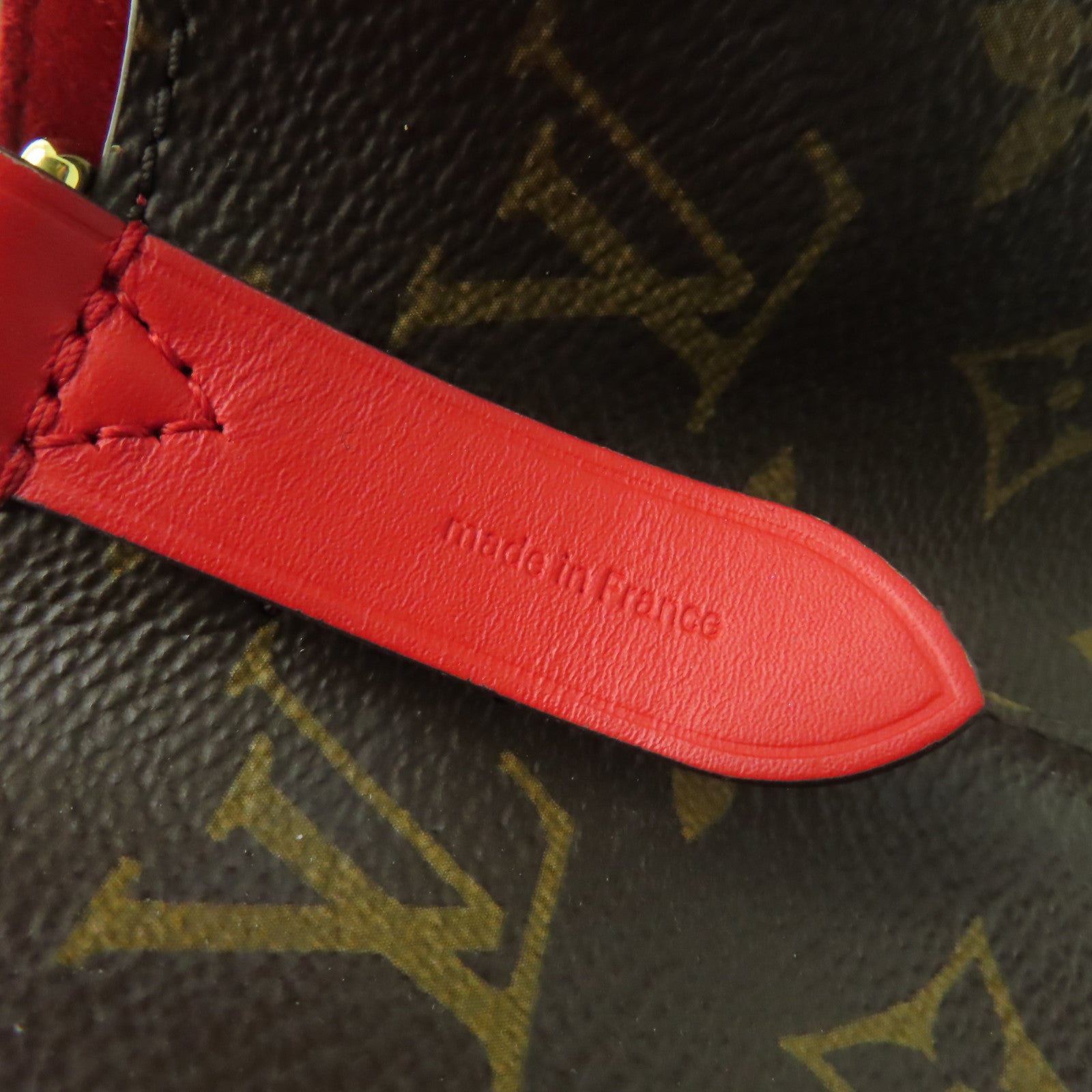 LOUIS VUITTON Monogram Neo Noe金扣肩背袋啡色/紅色
