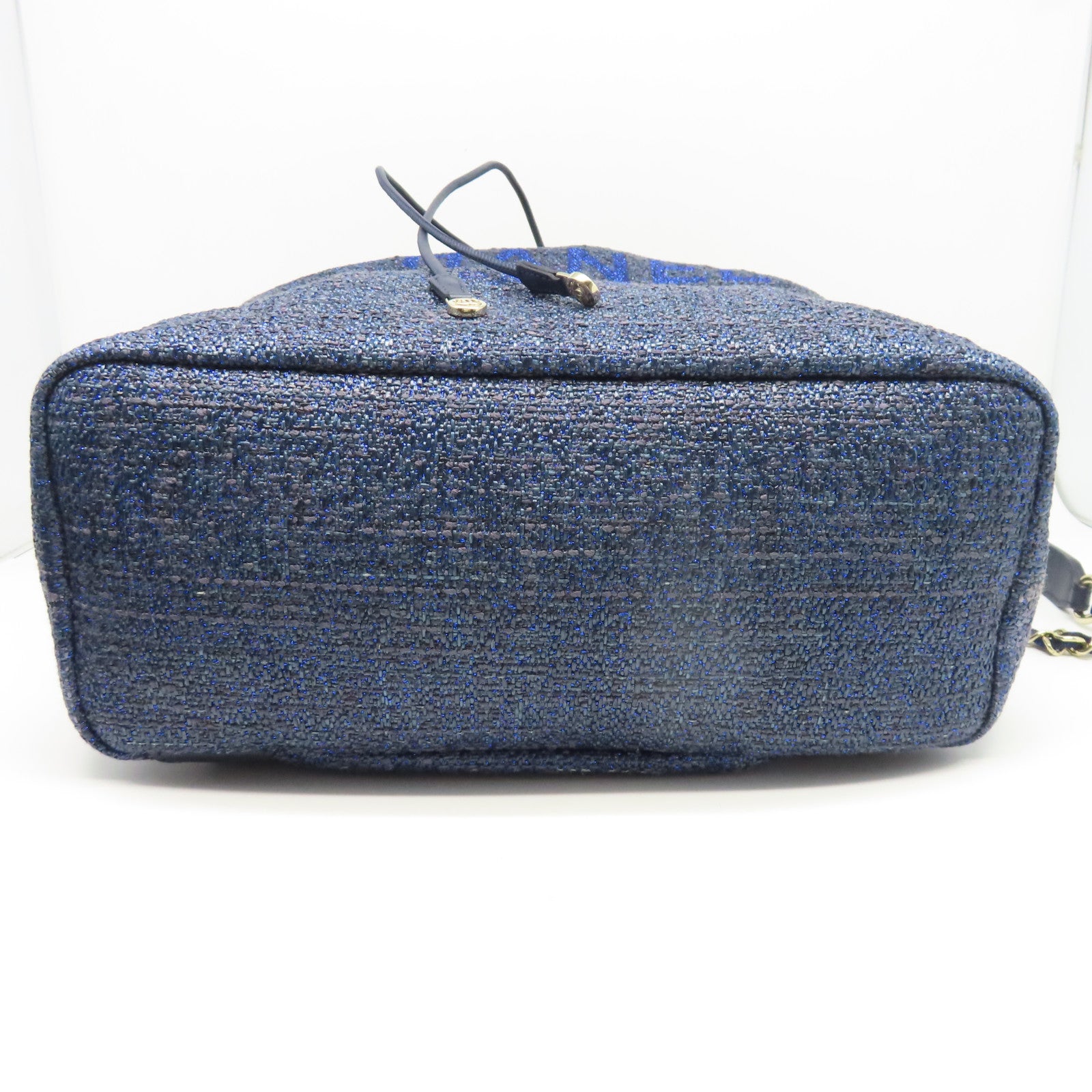 CHANEL 帆布Rucksack銀扣背包藍色
