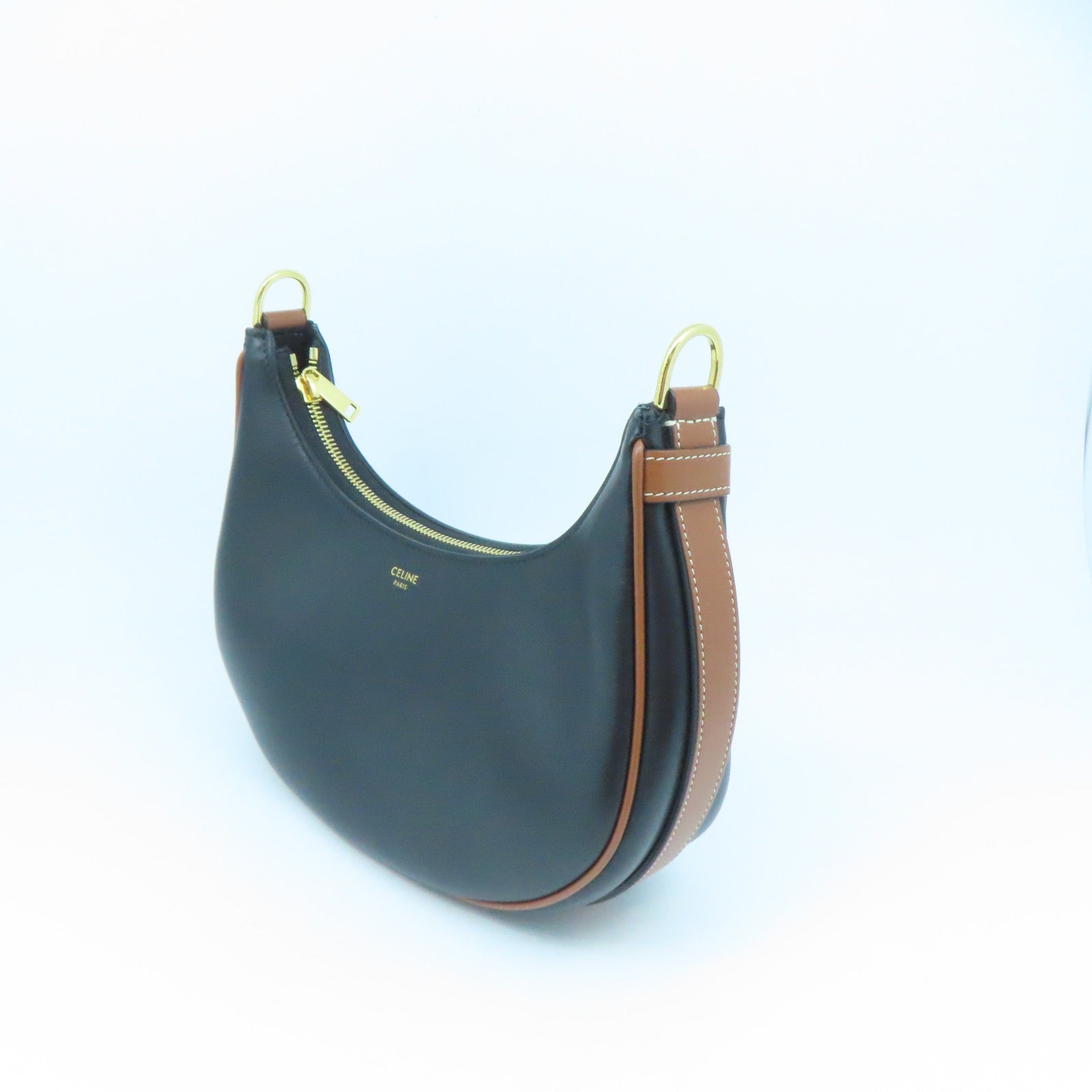 CELINE 牛皮皮革Shoulder Bag金扣肩背袋啡色