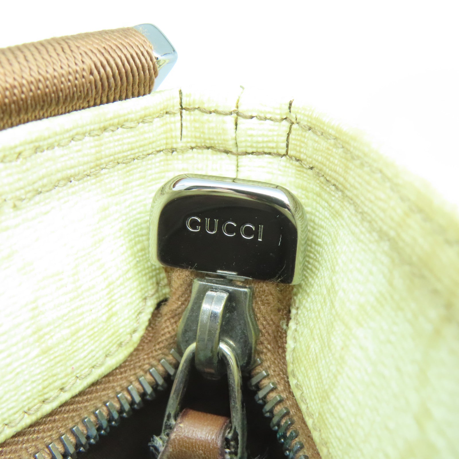 GUCCI 塗層帆布Shoulder Bag銀扣肩背袋奶油色/綠色/紅色