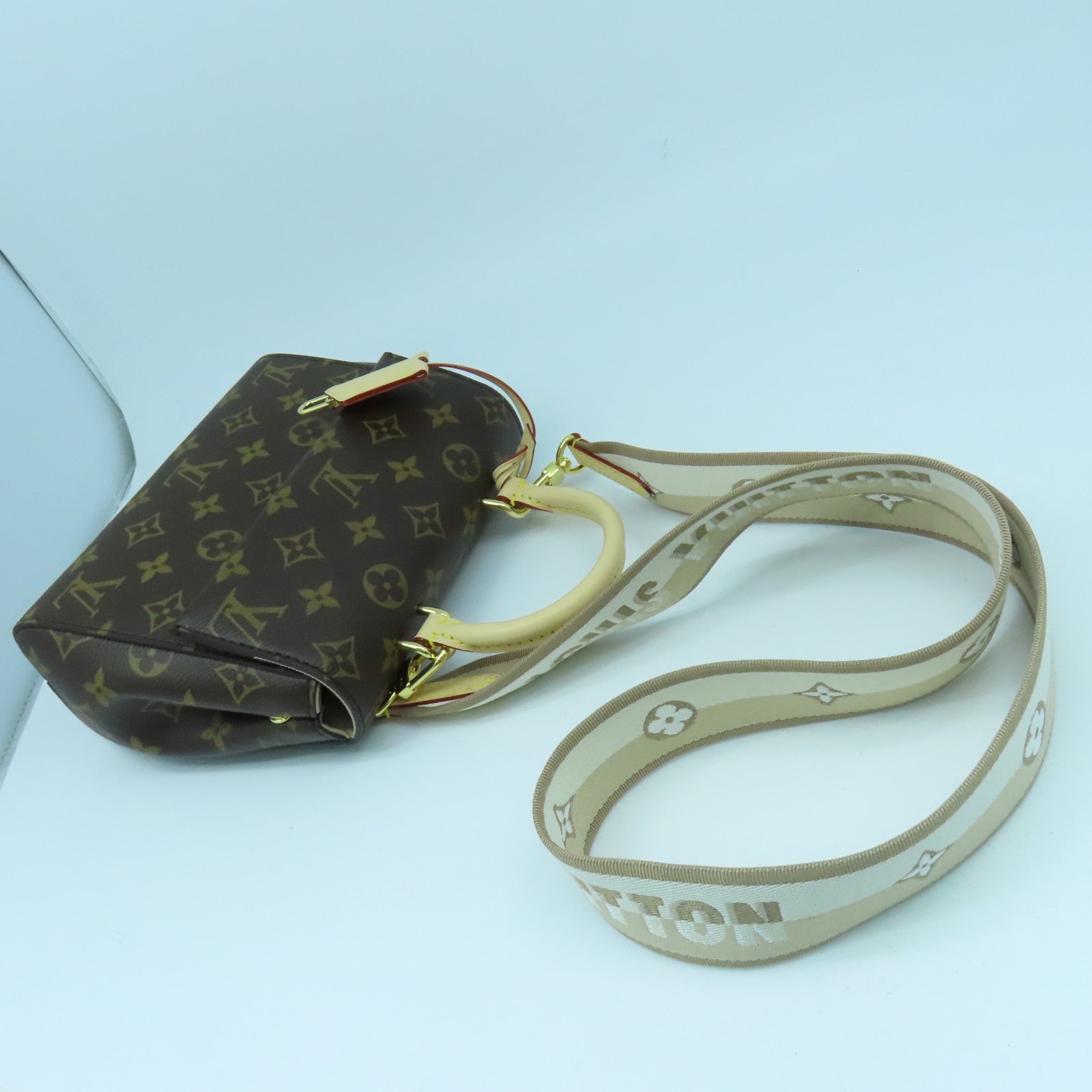 LOUIS VUITTON Monogram Cluny Mini 2 way Shoulder金扣手挽肩背兩用袋啡色
