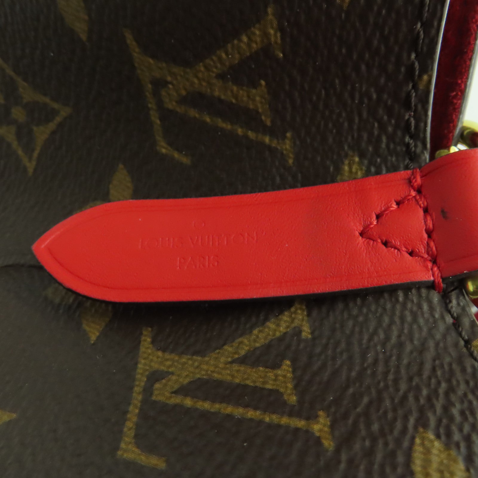 LOUIS VUITTON Monogram Neo Noe金扣肩背袋啡色/紅色