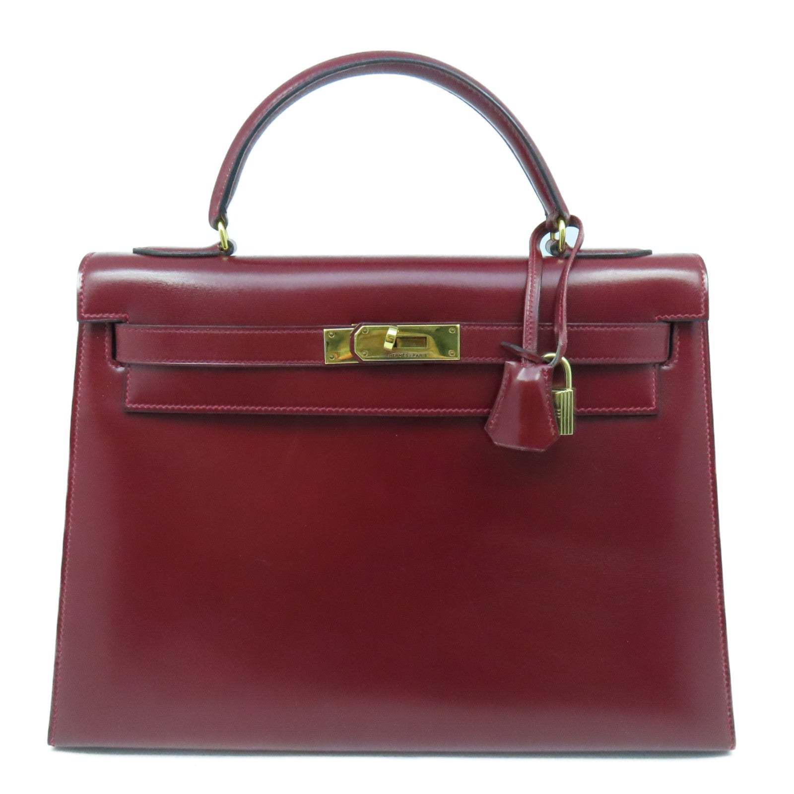 HERMES 皮革Vintage Kelly 32 Hand Bag金扣肩背袋紅色