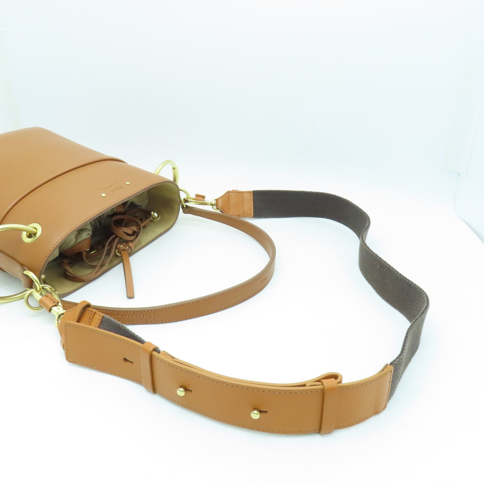 Chloe 牛皮皮革2way Shoulder Bag金扣手挽肩背兩用袋啡色