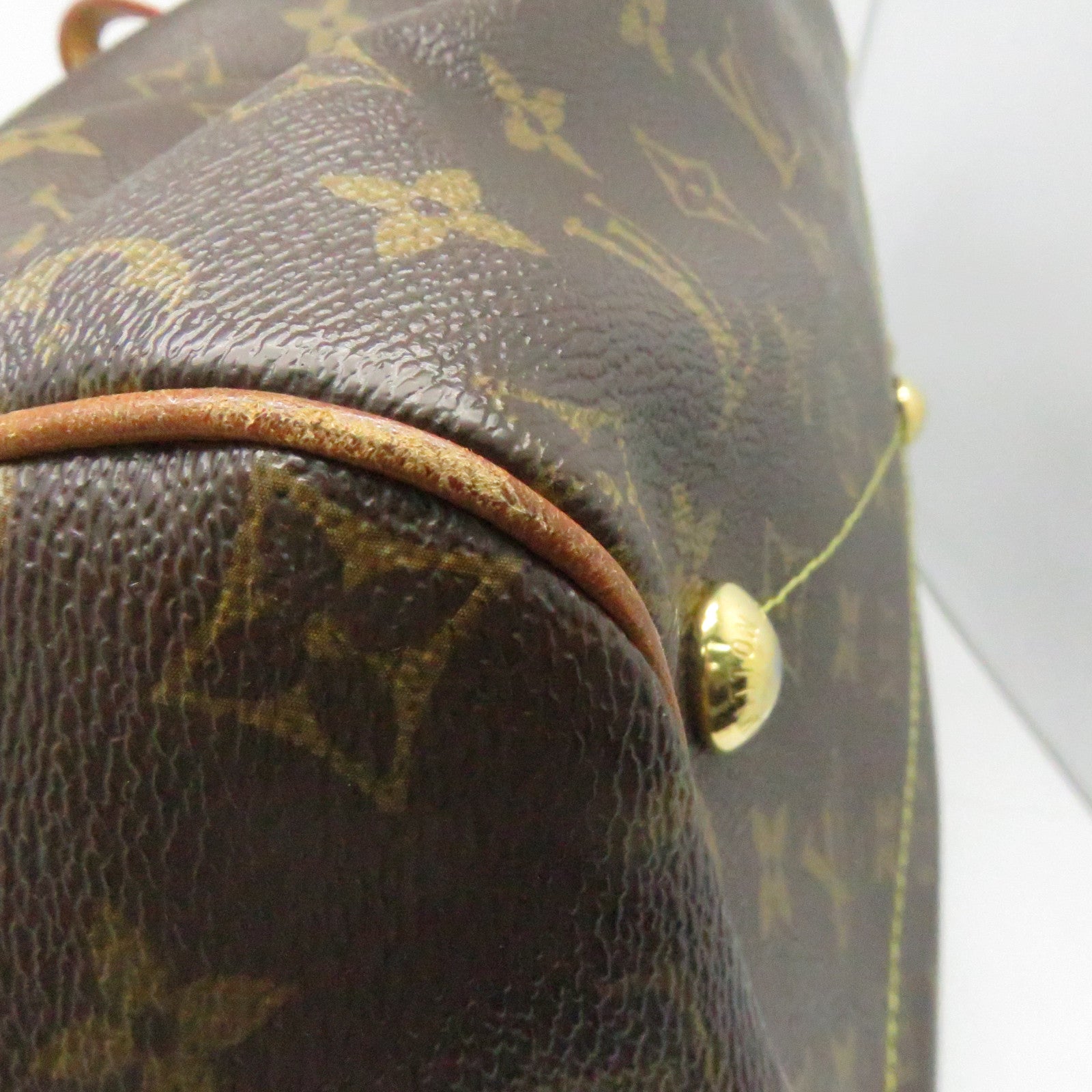 LOUIS VUITTON Monogram Tivoli GM Gold Buckle Handle Bag Brown