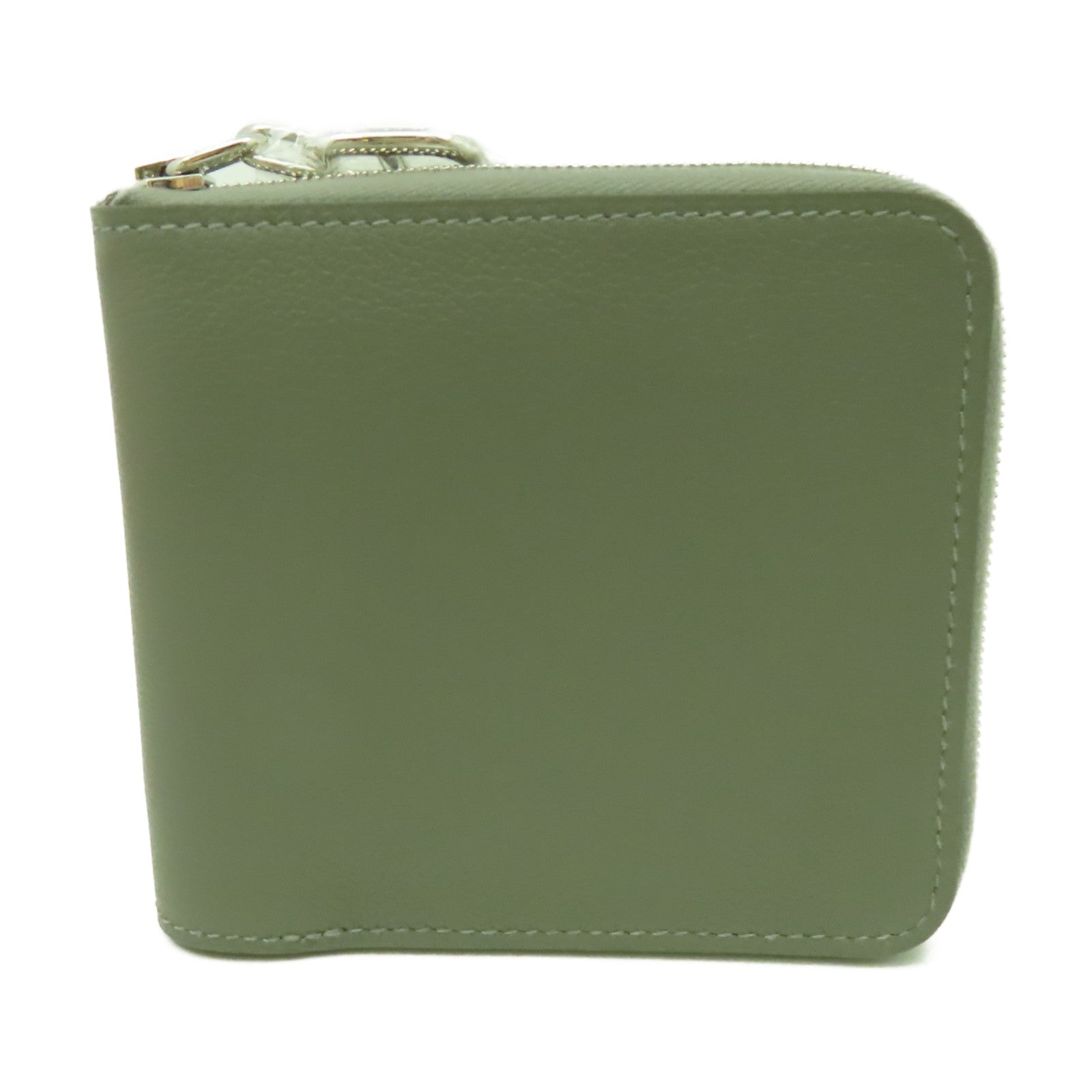 HERMES Evercolor皮革Wallet銀扣錢包鼠尾草色