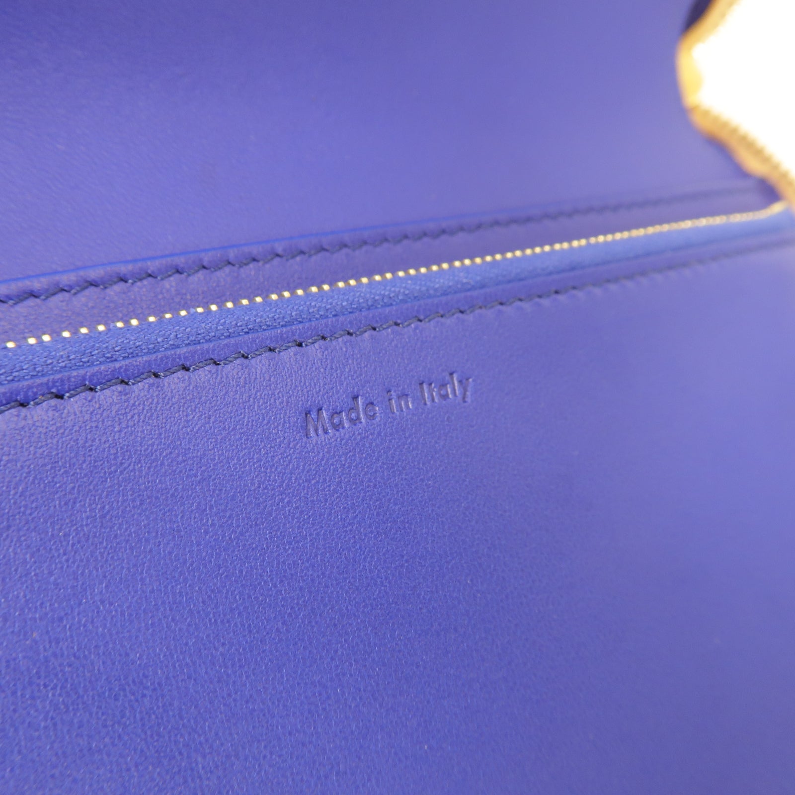 CELINE 牛皮皮革Long Wallet金扣長錢包藍色/米色
