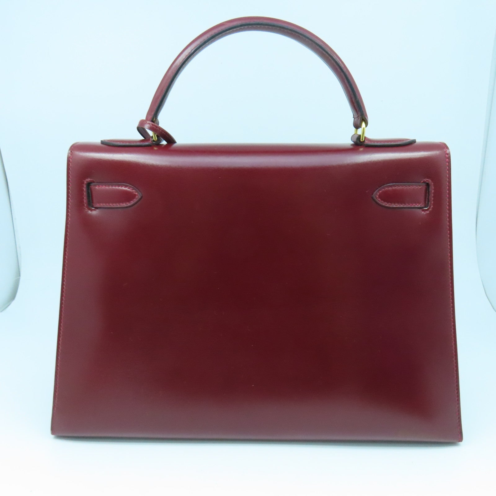 HERMES 皮革Vintage Kelly 32 Hand Bag金扣肩背袋紅色