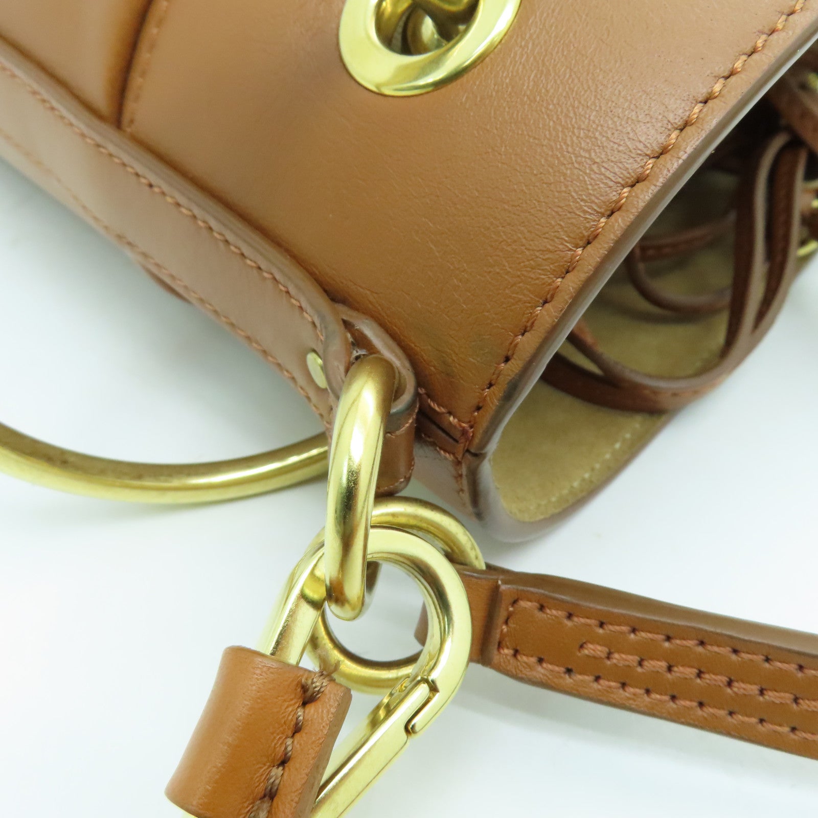 Chloe 牛皮皮革2way Shoulder Bag金扣手挽肩背兩用袋啡色