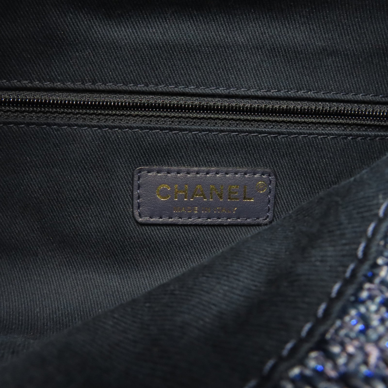 CHANEL 帆布Rucksack銀扣背包藍色