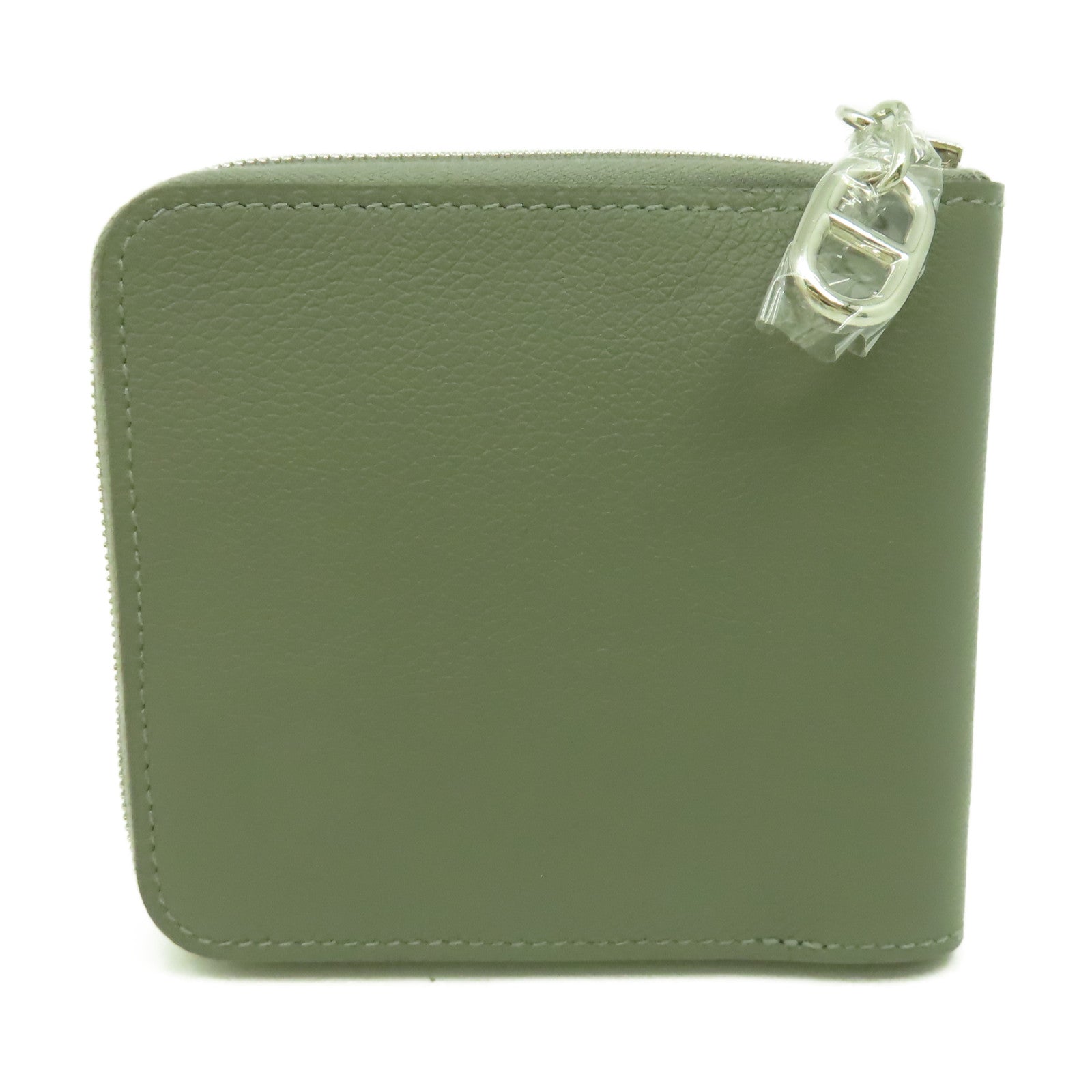 HERMES Evercolor皮革Wallet銀扣錢包鼠尾草色