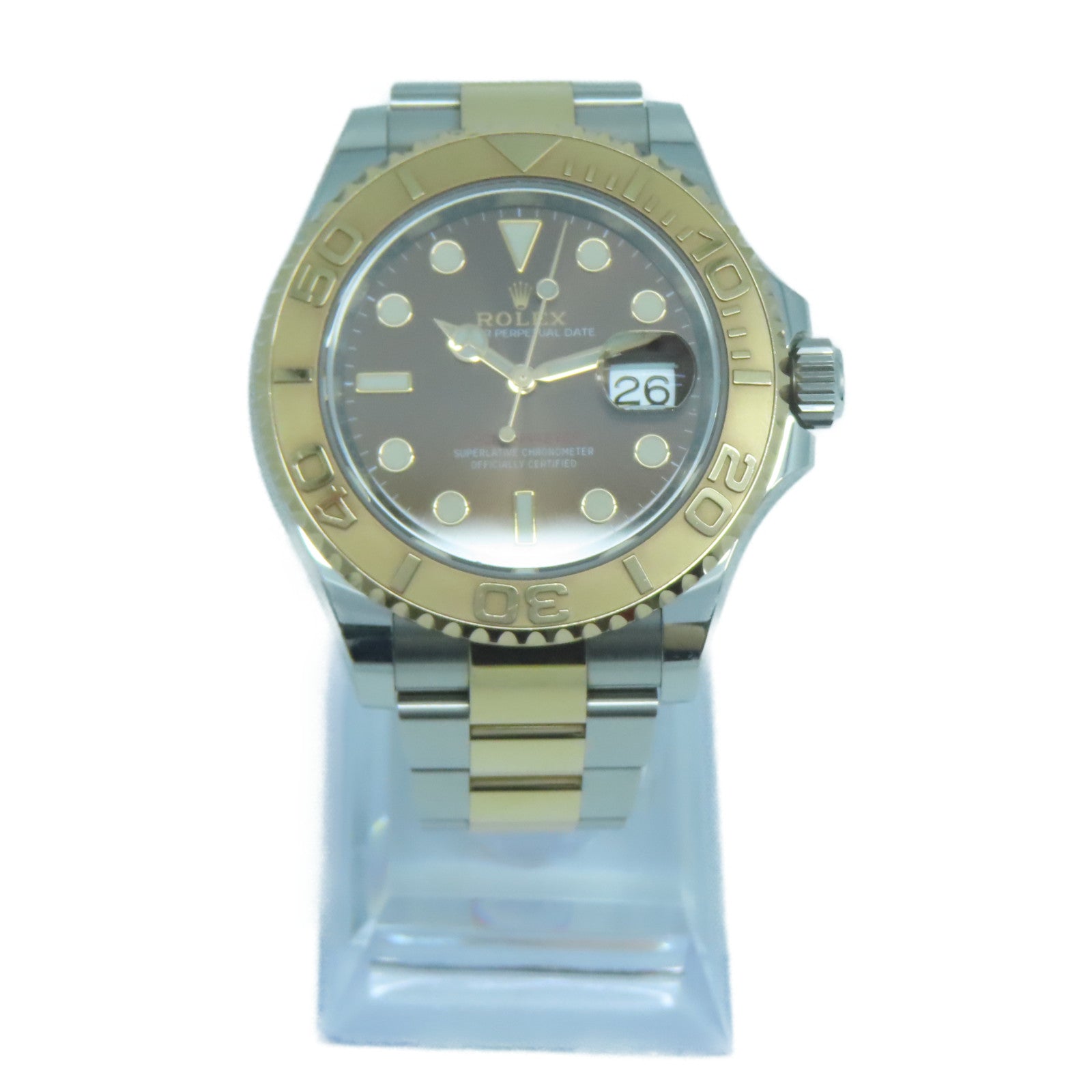 ROLEX Yacht Master 18K玫瑰金/不鏽鋼手錶自動機芯啡色