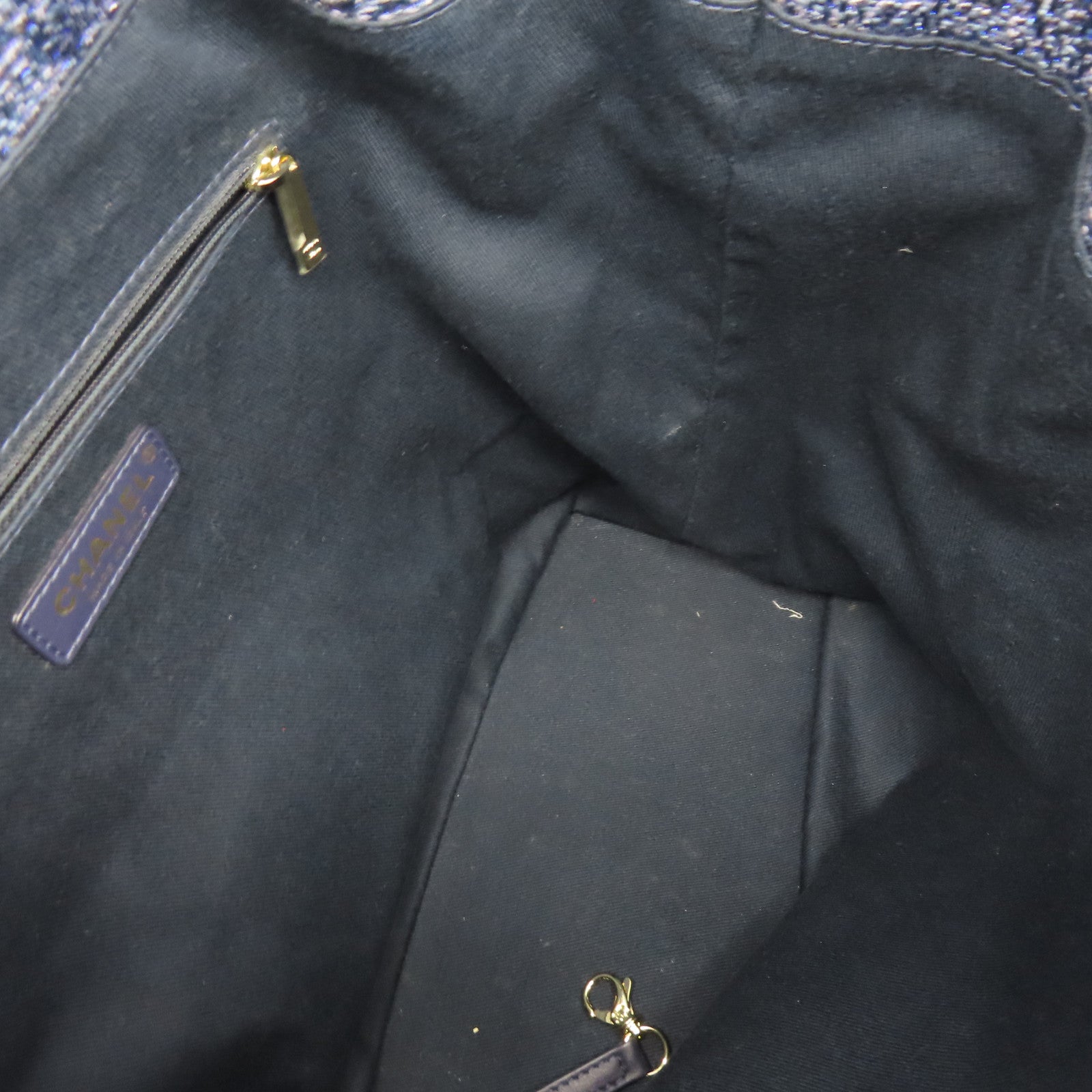 CHANEL 帆布Rucksack銀扣背包藍色