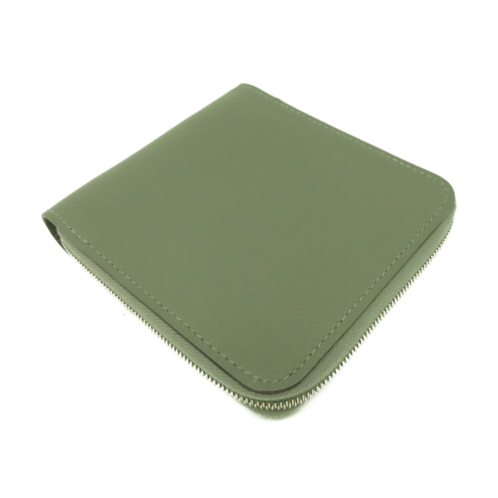 HERMES Evercolor皮革Wallet銀扣錢包鼠尾草色