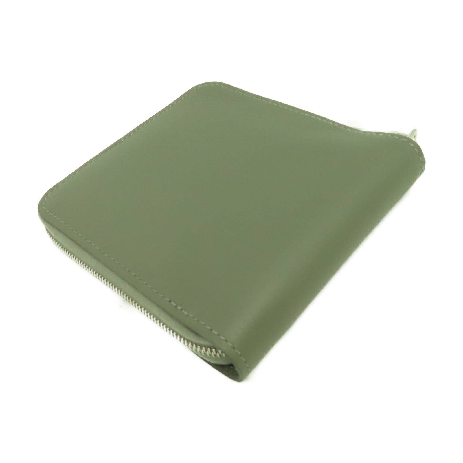 HERMES Evercolor皮革Wallet銀扣錢包鼠尾草色