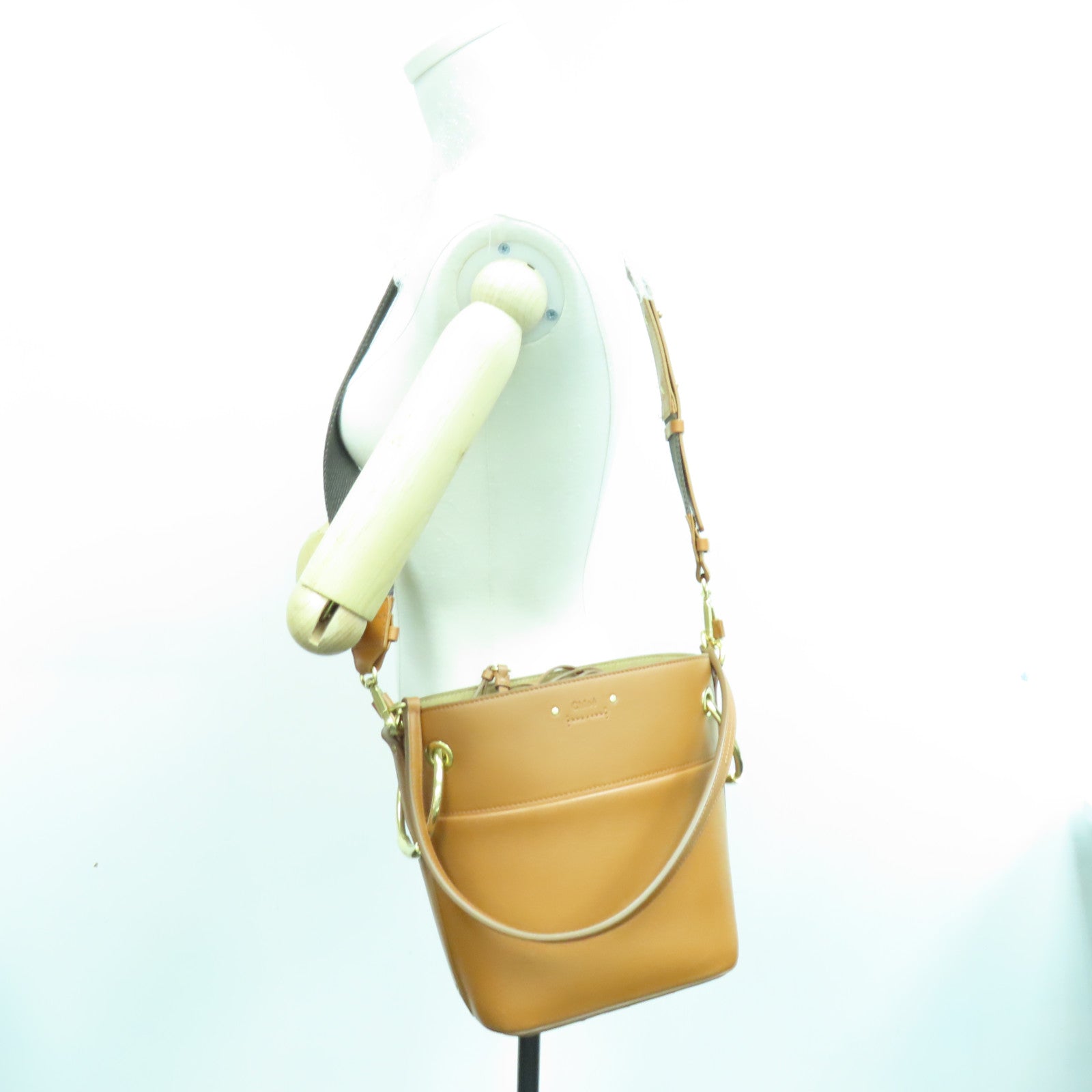 Chloe 牛皮皮革2way Shoulder Bag金扣手挽肩背兩用袋啡色