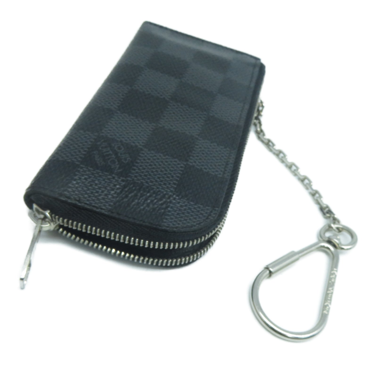 LOUIS VUITTON Damier Graphite Pochette Cles Coin Case Purse銀扣零錢包黑色