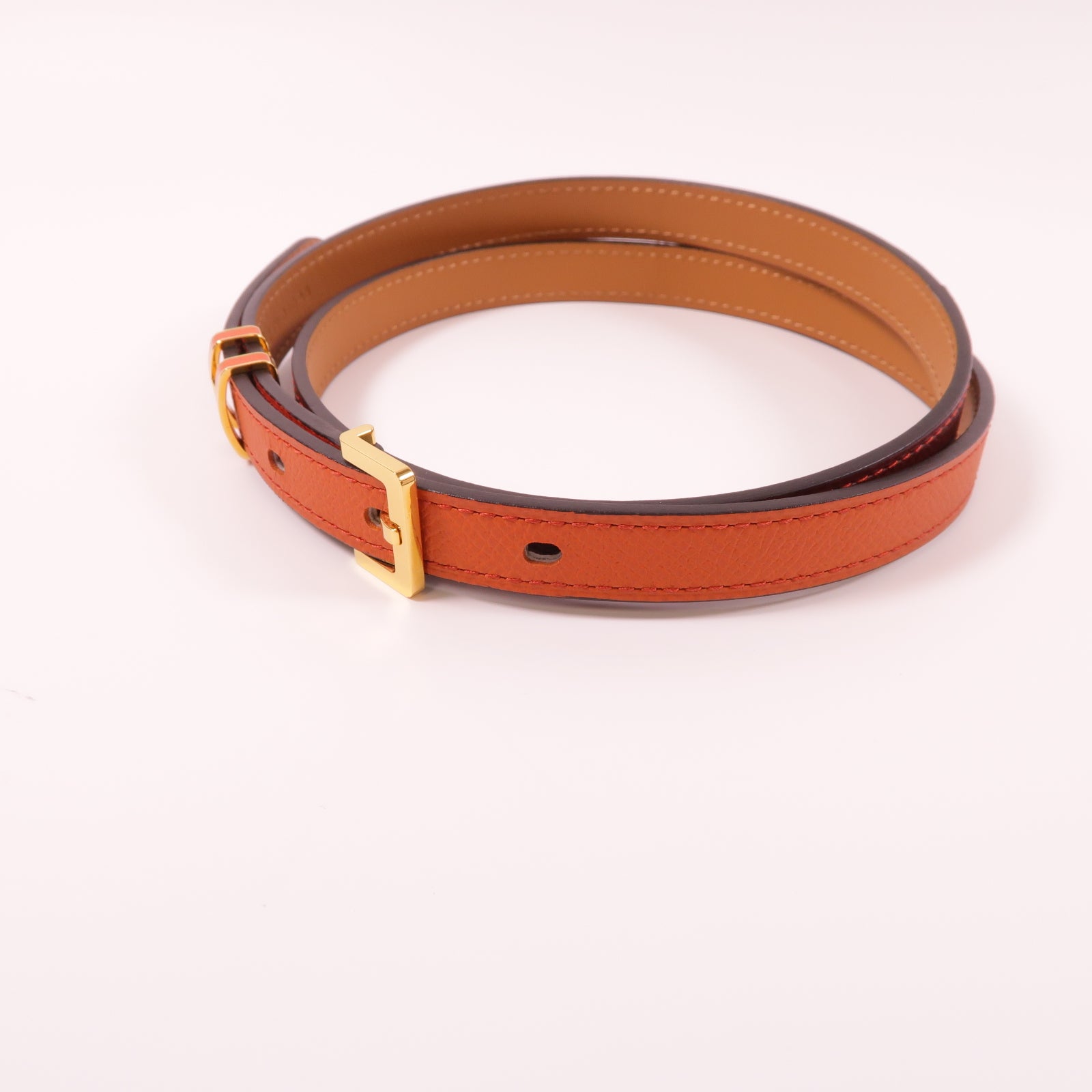 HERMES Epsom皮革Pop H Belt金扣皮帶橙色/紅色