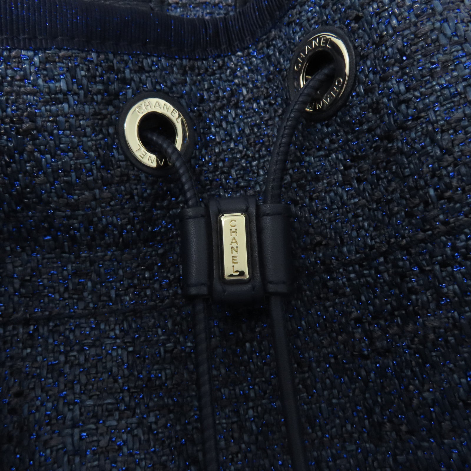 CHANEL 帆布Rucksack銀扣背包藍色