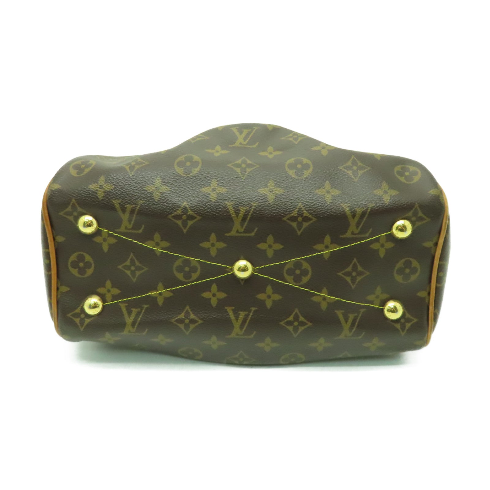 LOUIS VUITTON Monogram Tivoli PM金扣手挽袋棕色