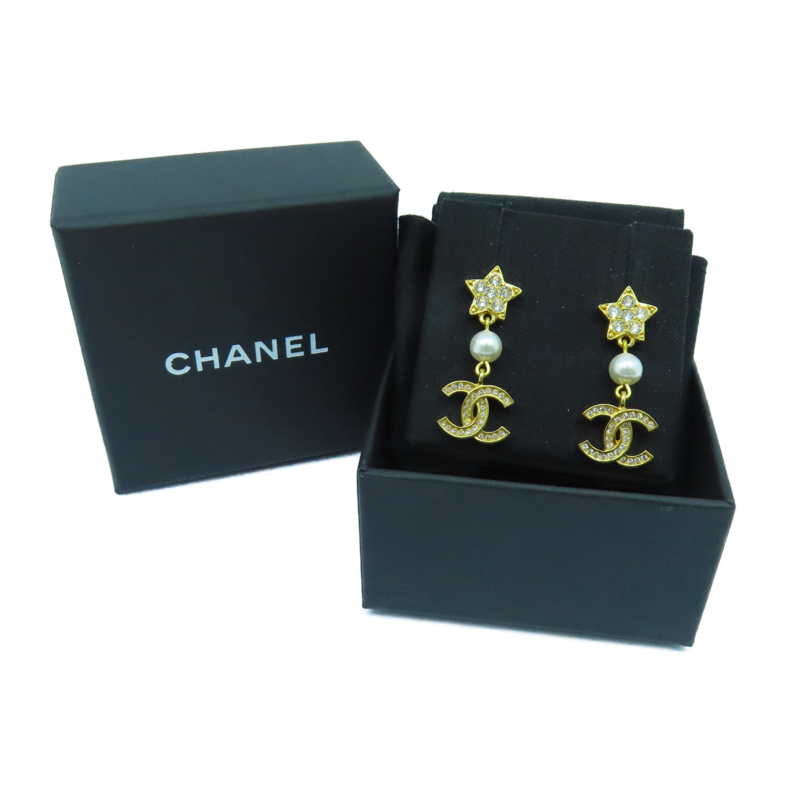 CHANEL 金屬/水晶Earrings耳環金色