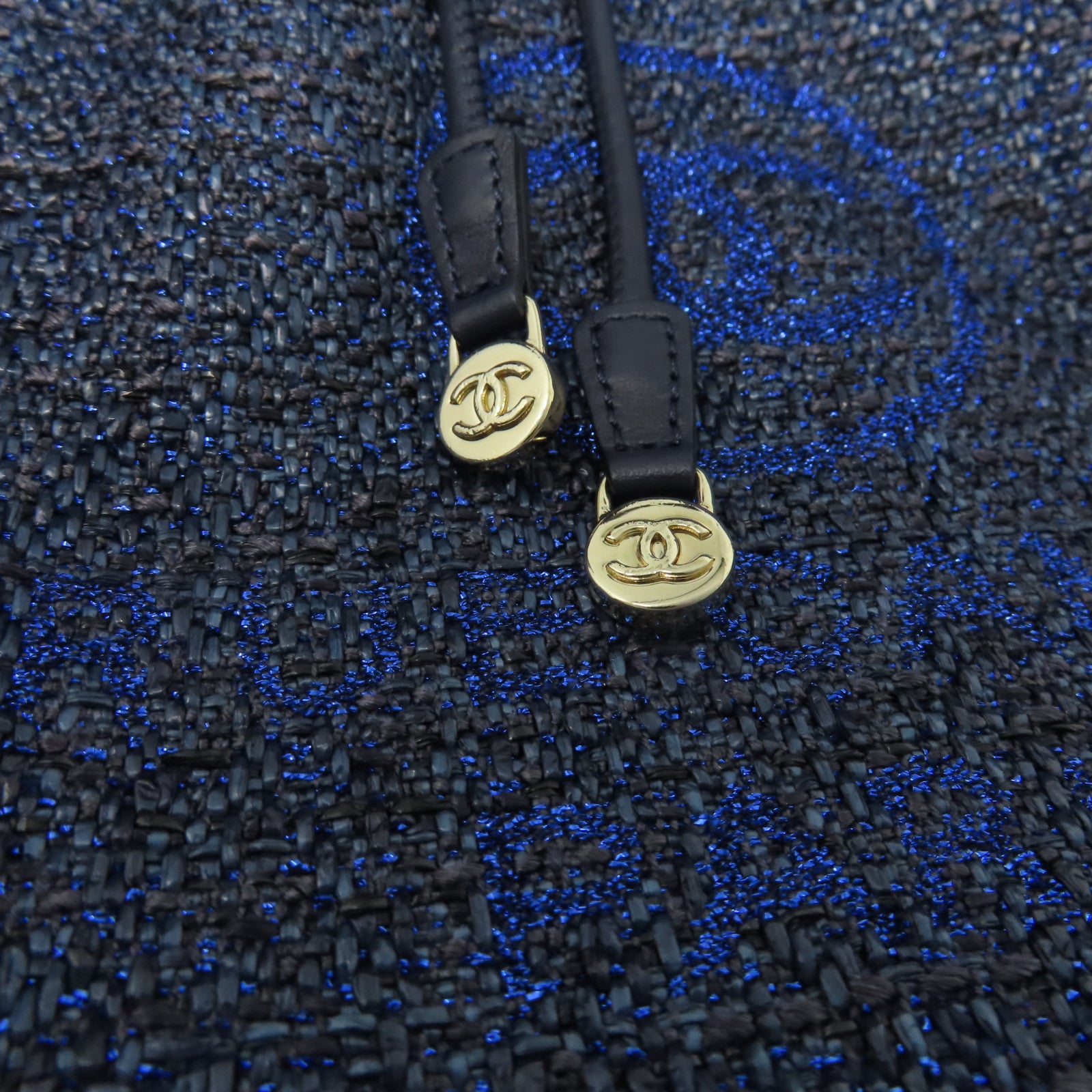 CHANEL 帆布Rucksack銀扣背包藍色