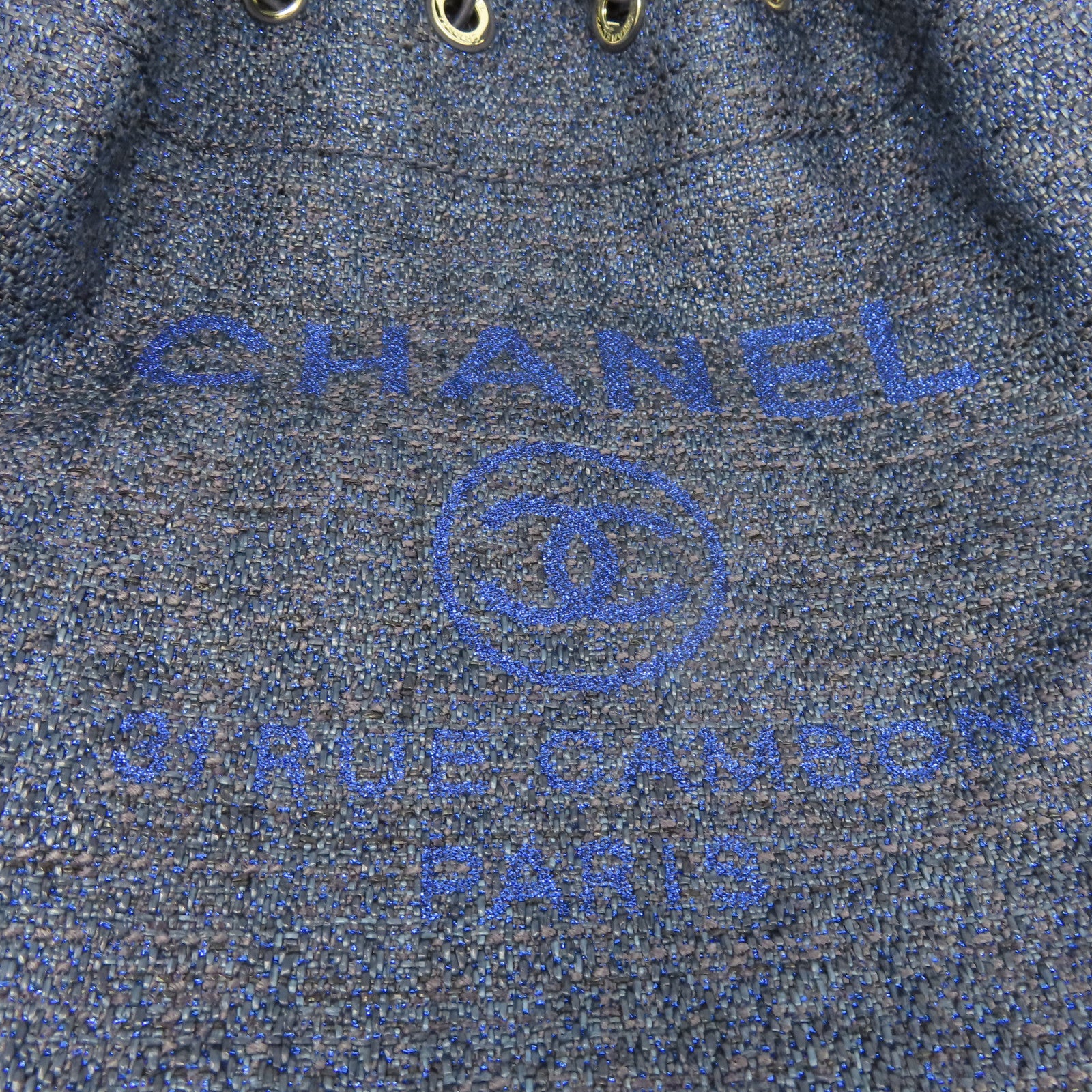 CHANEL 帆布Rucksack銀扣背包藍色
