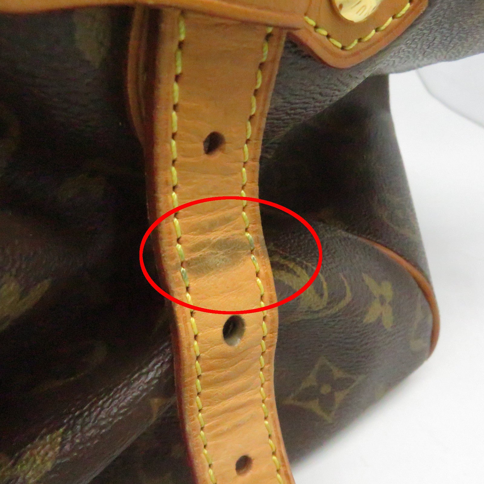 LOUIS VUITTON Monogram Tivoli GM Gold Buckle Handle Bag Brown