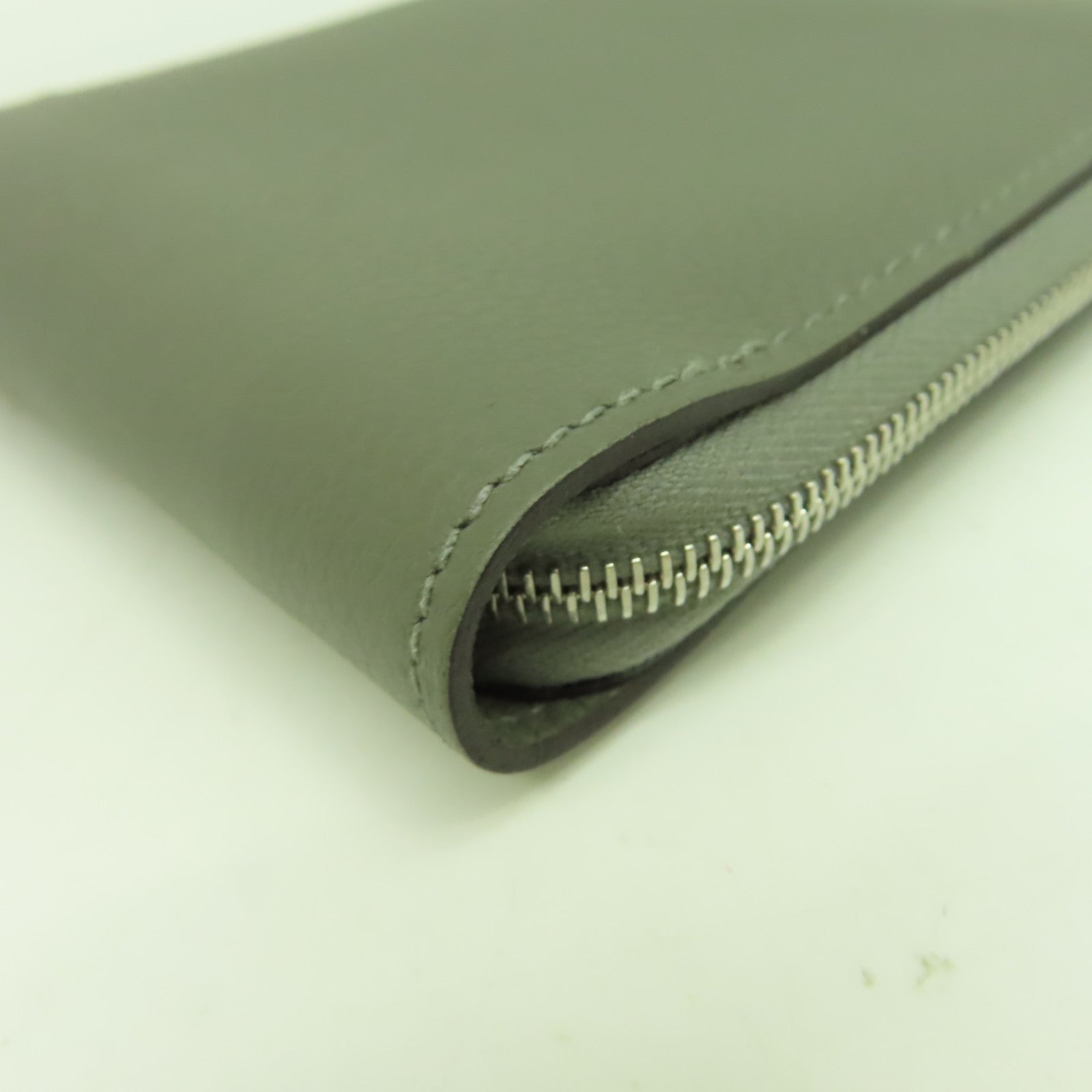 HERMES Evercolor皮革Wallet銀扣錢包鼠尾草色