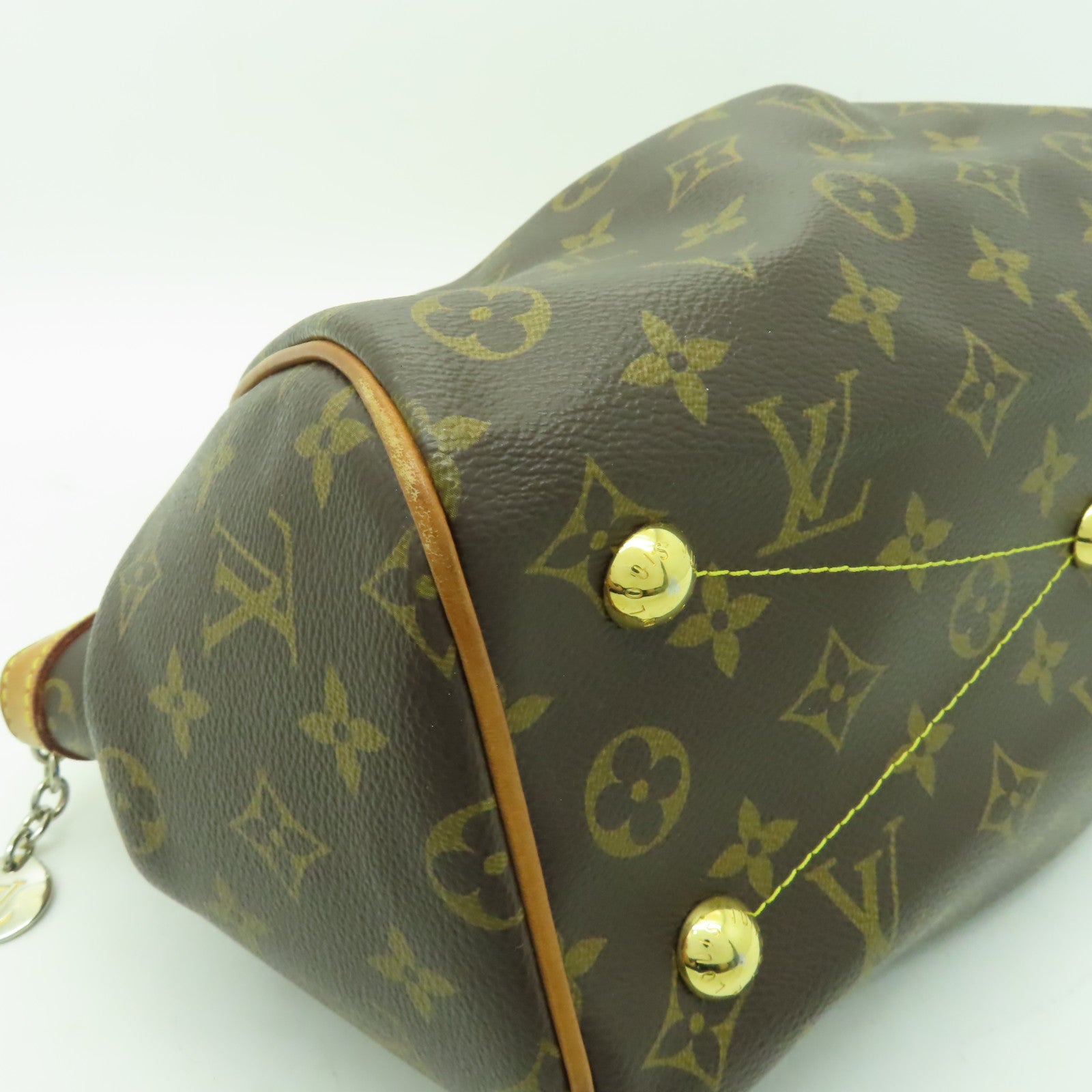 LOUIS VUITTON Monogram Tivoli PM金扣手挽袋棕色