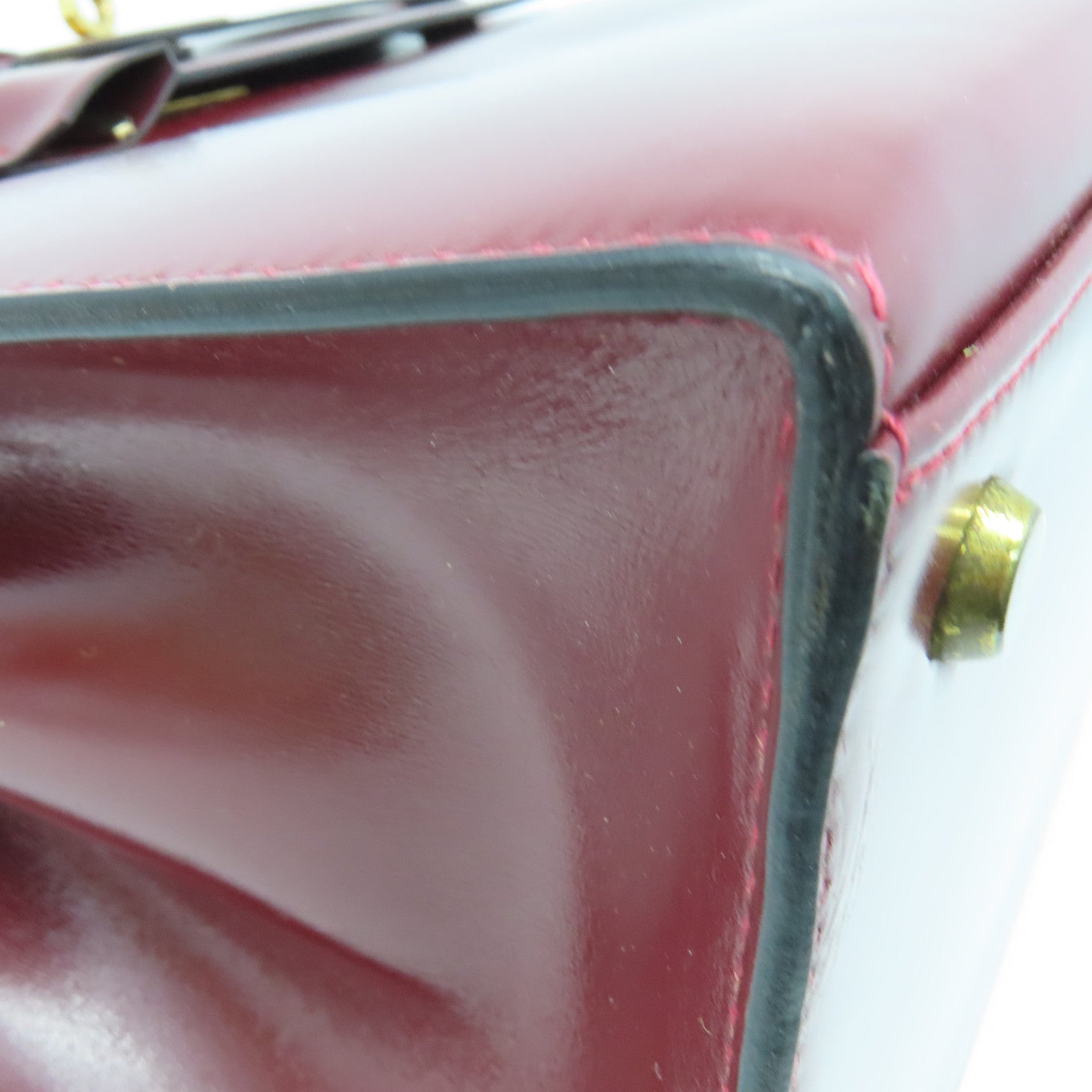 HERMES 皮革Vintage Kelly 32 Hand Bag金扣肩背袋紅色