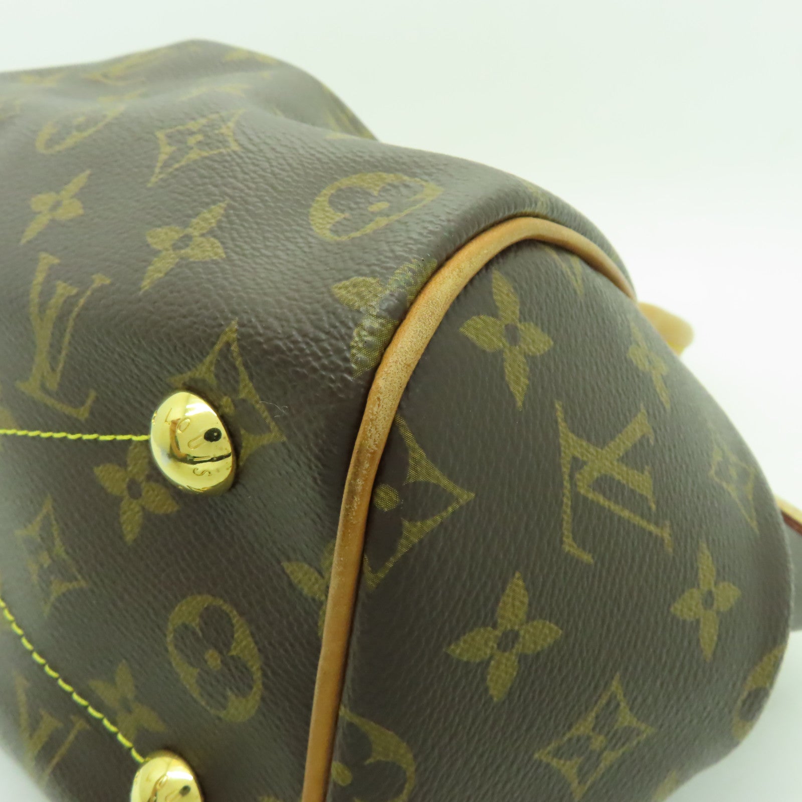 LOUIS VUITTON Monogram Tivoli PM金扣手挽袋棕色