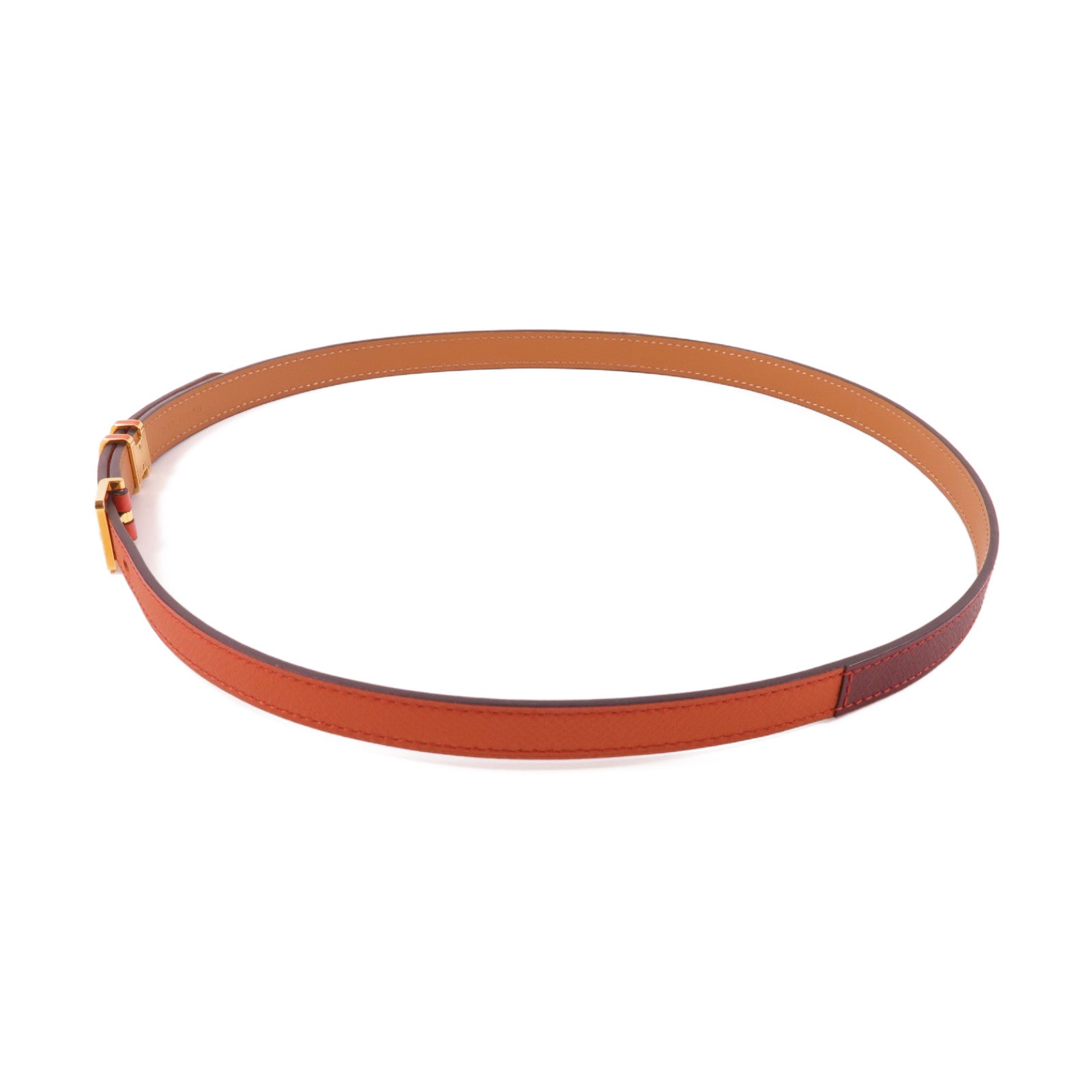 HERMES Epsom皮革Pop H Belt金扣皮帶橙色/紅色