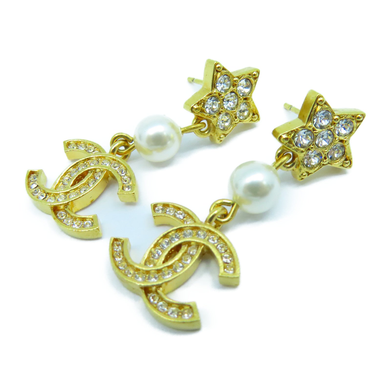 CHANEL 金屬/水晶Earrings耳環金色