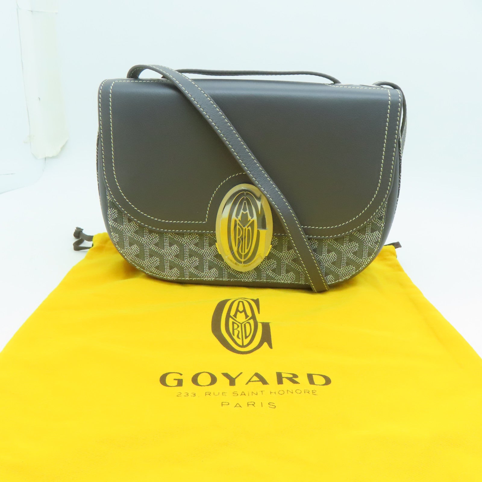 GOYARD 塗層帆布SAC 233 PM銀扣肩背袋灰色
