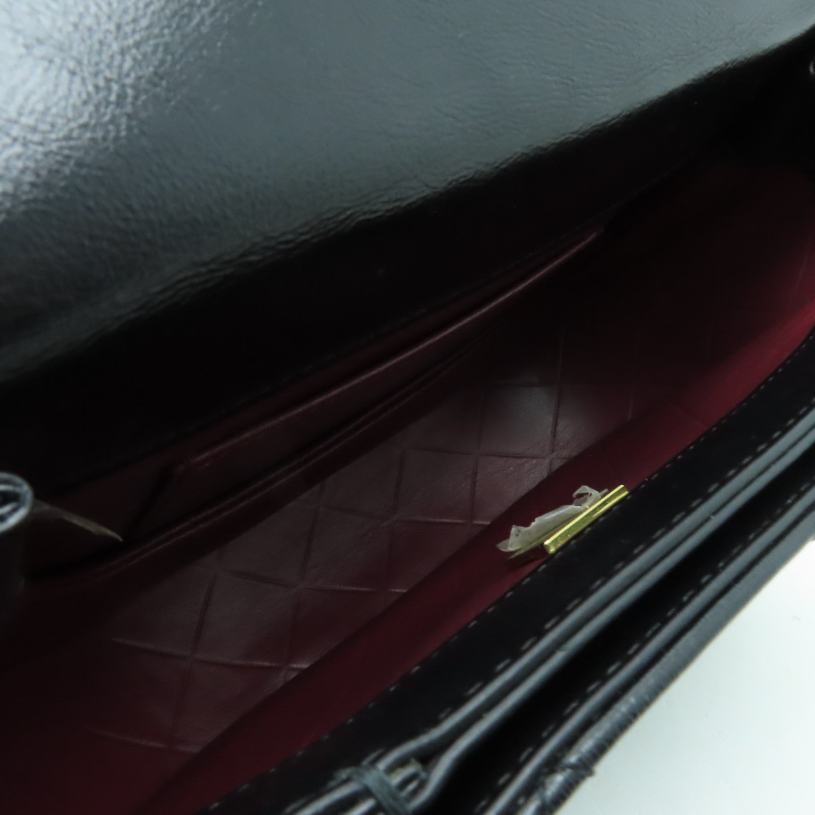 CHANEL 菱格牛皮皮革Chain Shoulder Bag金扣鏈帶肩背袋黒色